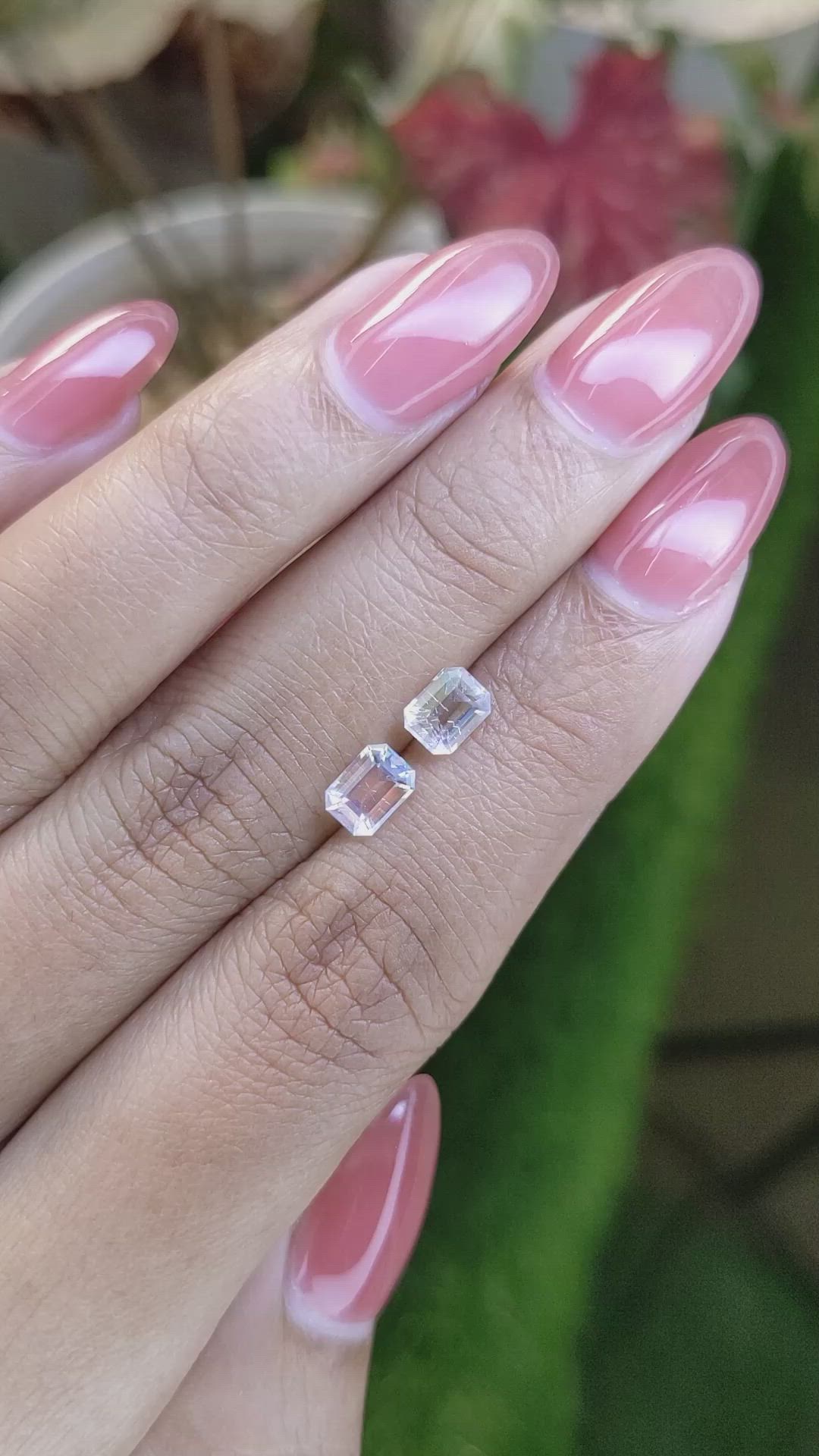 1.18 Ct.Tw.Total Carat Weight Rainbow Moonstone Pair from Ceylon (Sri Lanka) Size Video