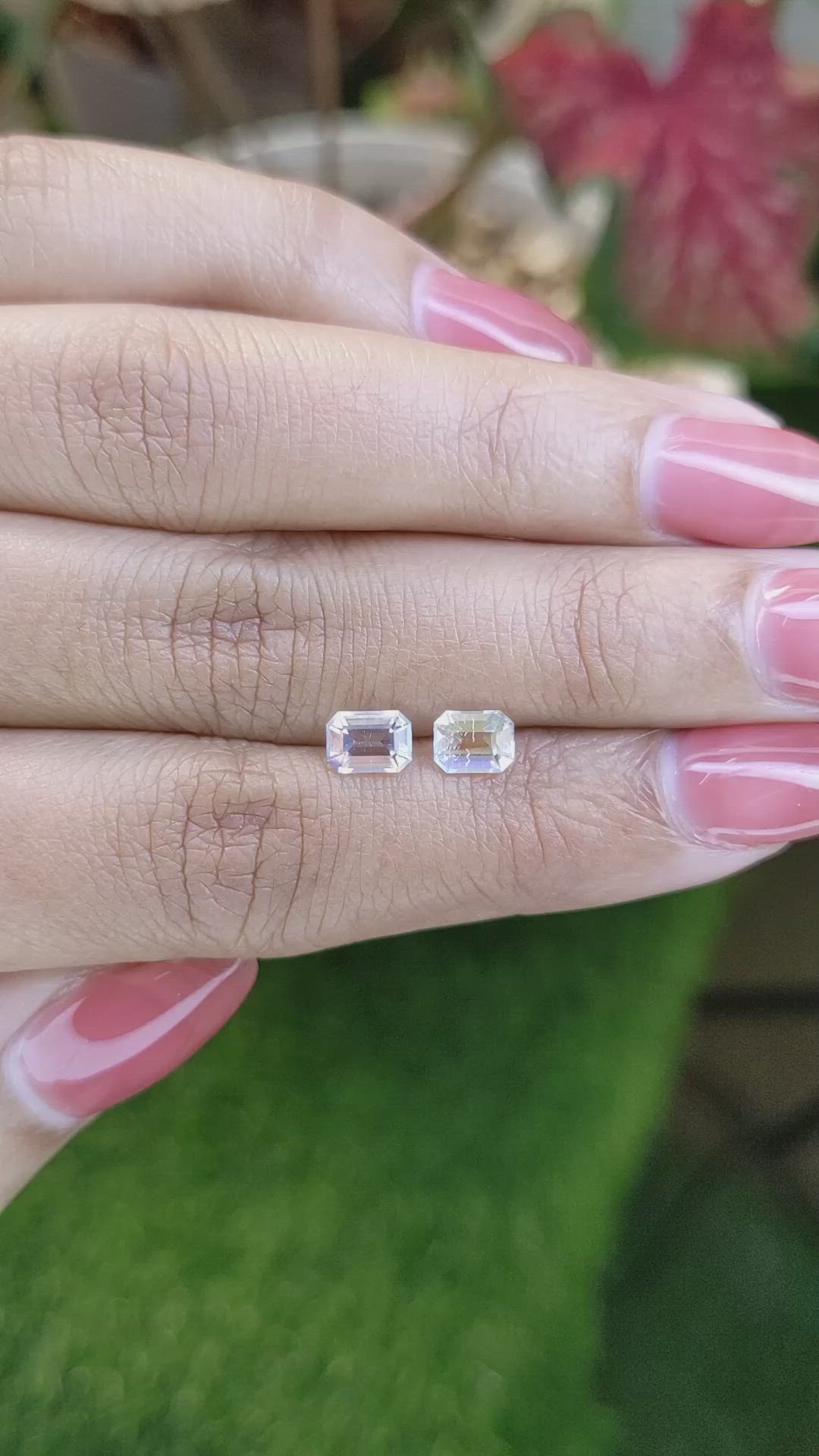 1.18 Ct.Tw.Total Carat Weight Rainbow Moonstone Pair from Ceylon (Sri Lanka) Size Video