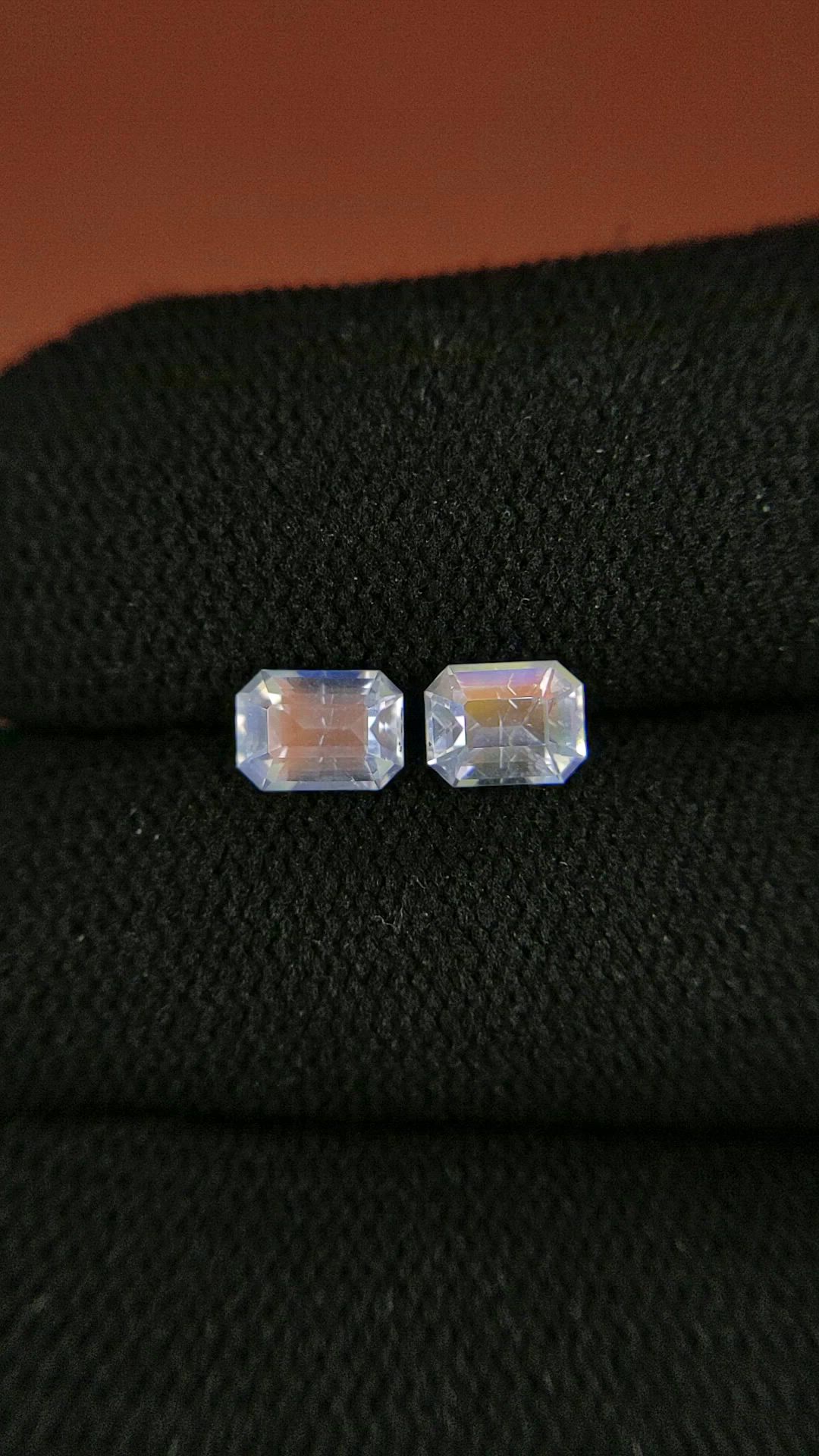 1.18 Ct.Tw.Total Carat Weight Rainbow Moonstone Pair from Ceylon (Sri Lanka) Size Video