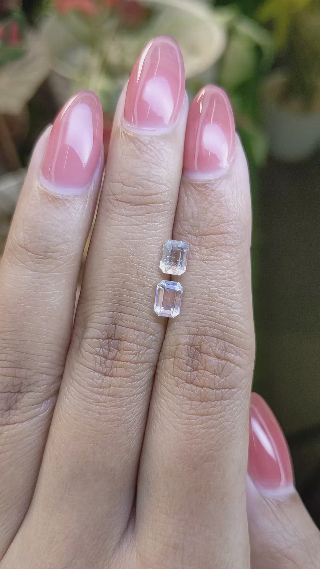1.18 Ct.Tw.Total Carat Weight Rainbow Moonstone Pair from Ceylon (Sri Lanka) Size Video
