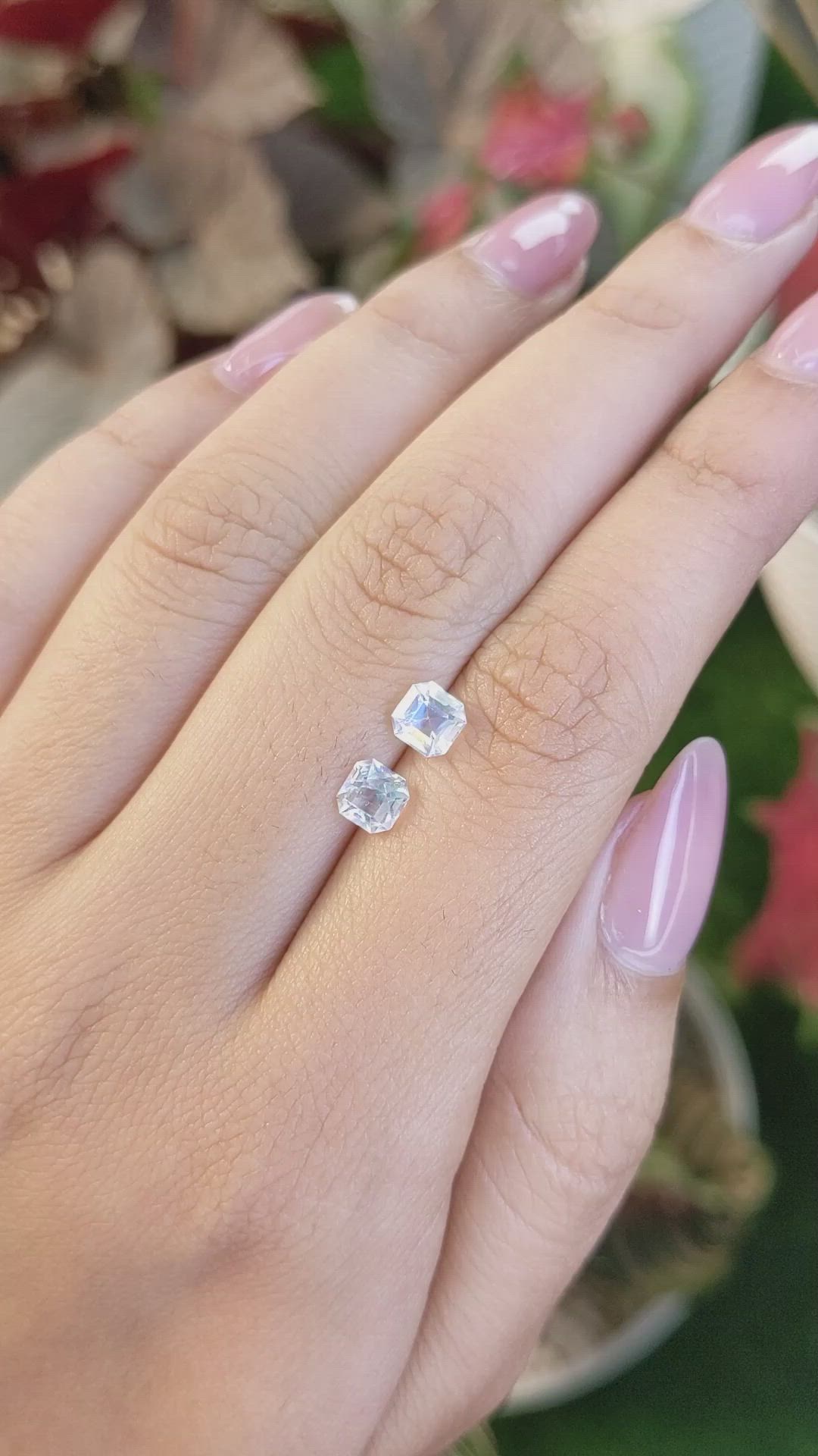 1.18 Ct.Tw.Total Carat Weight Rainbow Moonstone Pair from Ceylon (Sri Lanka) Size Video