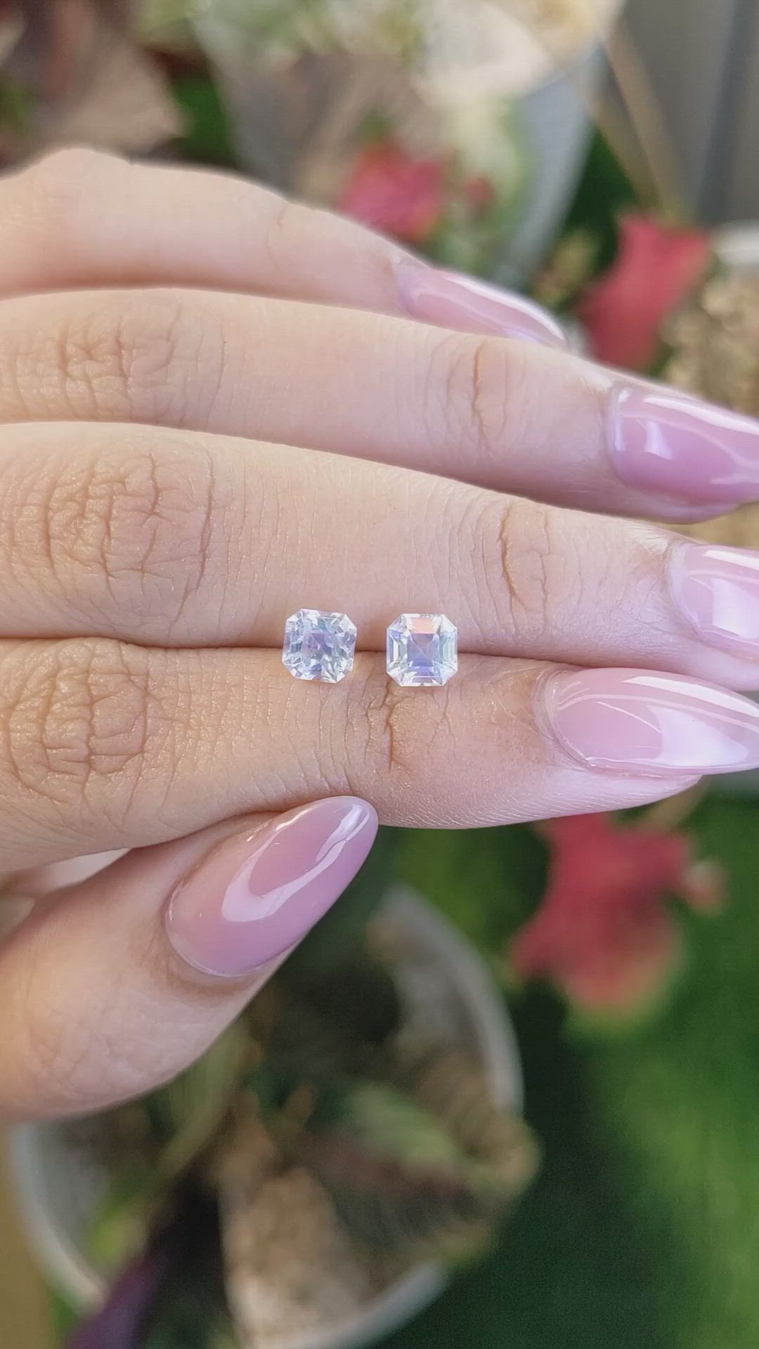 1.18 Ct.Tw.Total Carat Weight Rainbow Moonstone Pair from Ceylon (Sri Lanka) Size Video