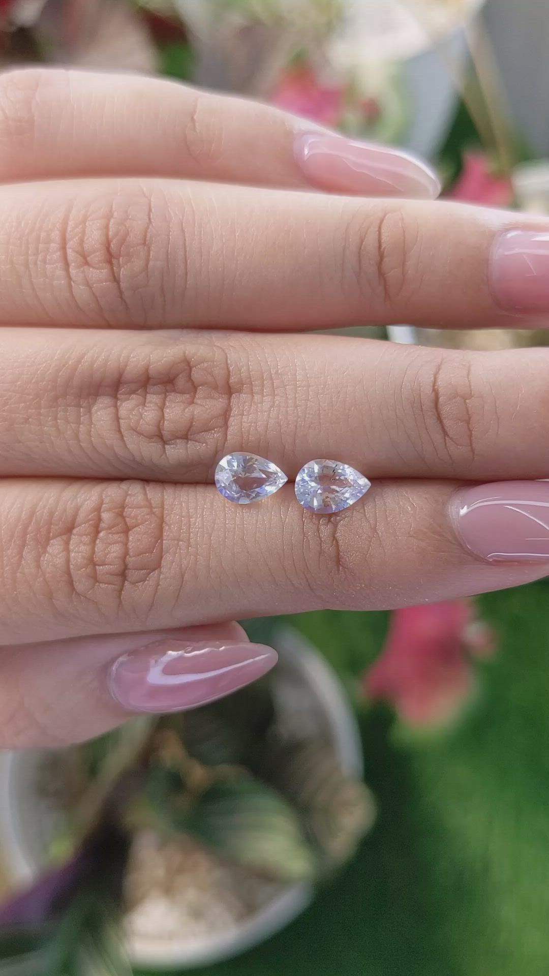 1.34 Ct.Tw.Total Carat Weight Rainbow Moonstone Pair from Ceylon (Sri Lanka) Size Video