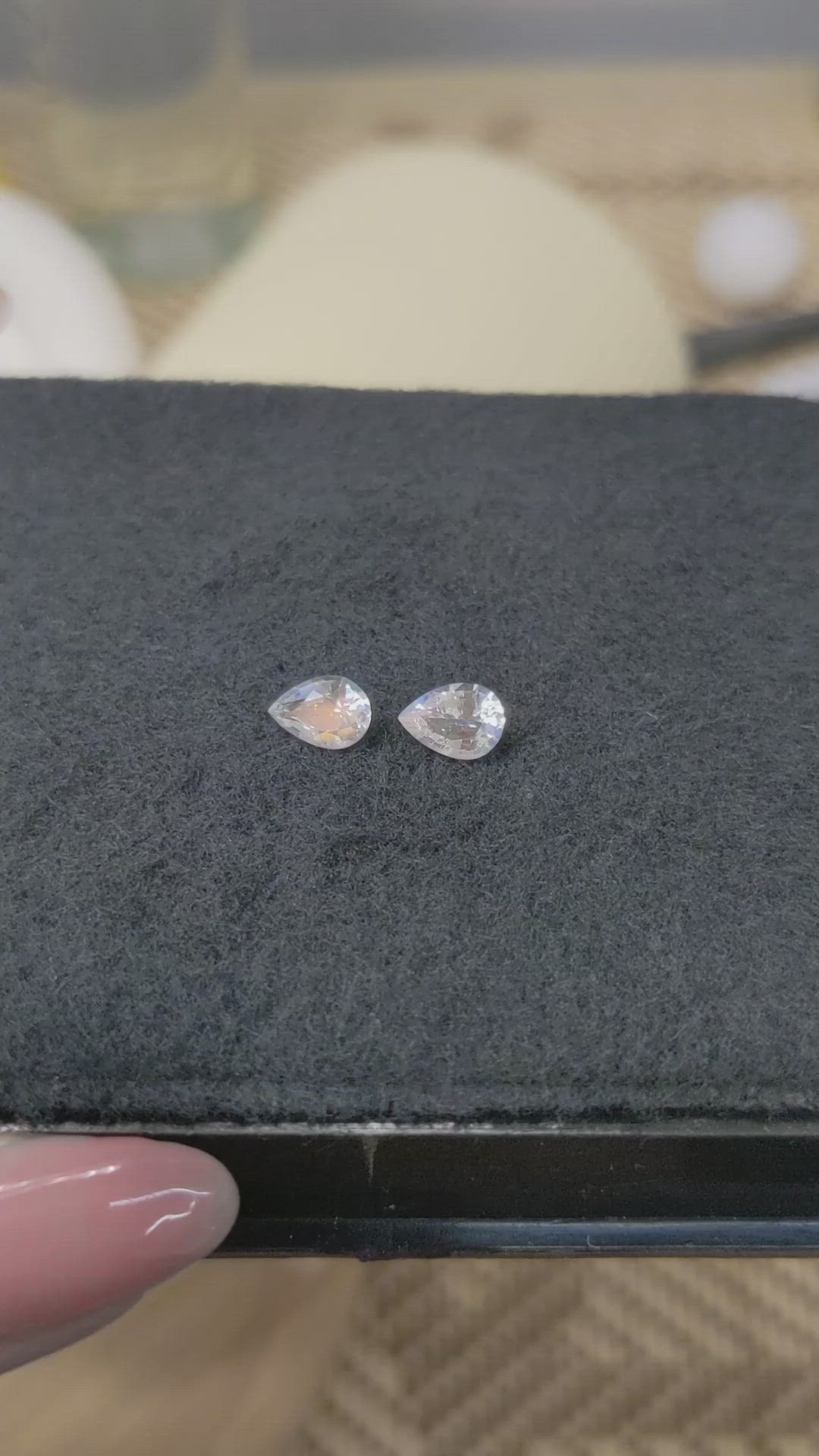 1.34 Ct.Tw.Total Carat Weight Rainbow Moonstone Pair from Ceylon (Sri Lanka) Size Video