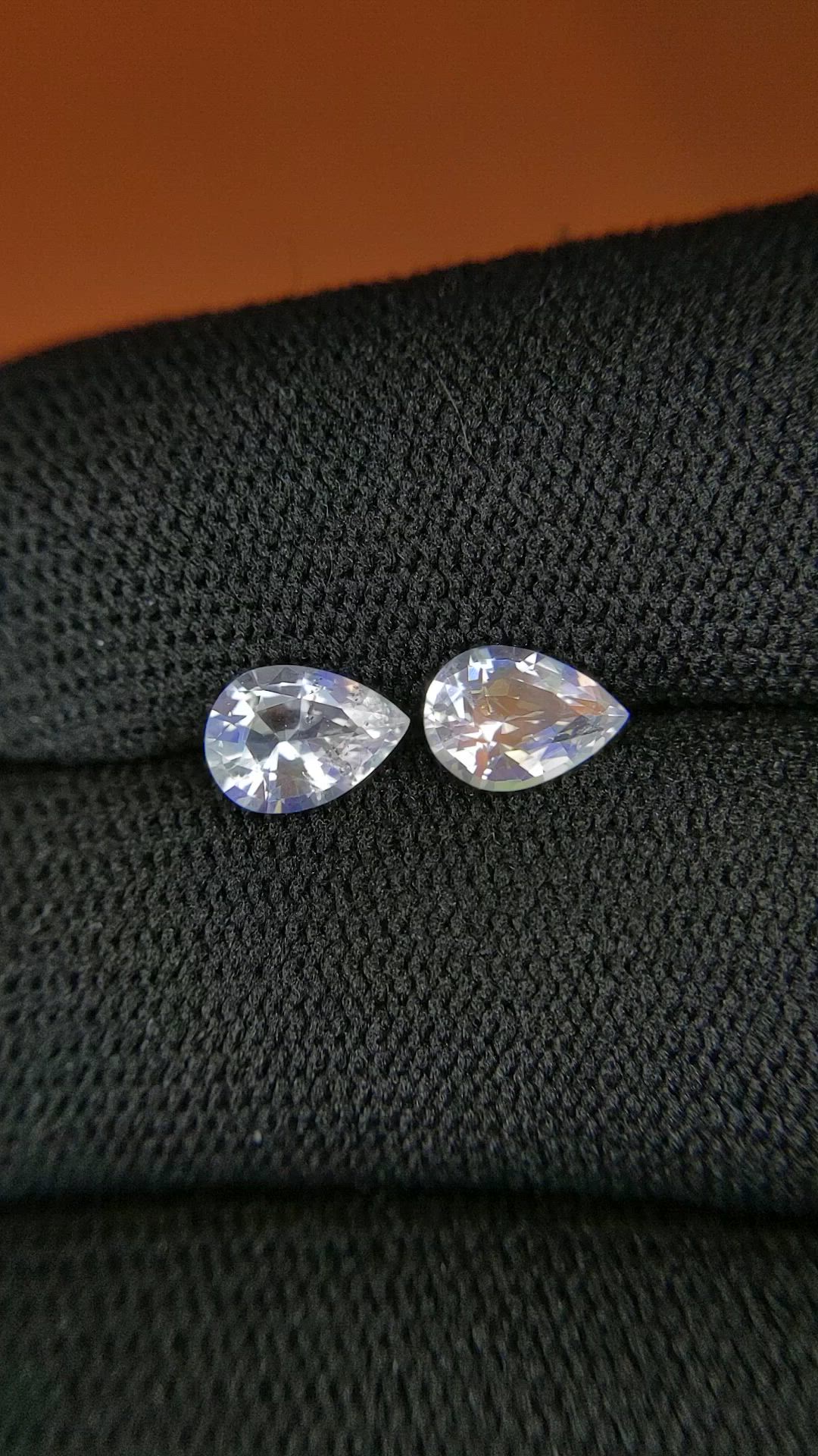 1.34 Ct.Tw.Total Carat Weight Rainbow Moonstone Pair from Ceylon (Sri Lanka) Size Video