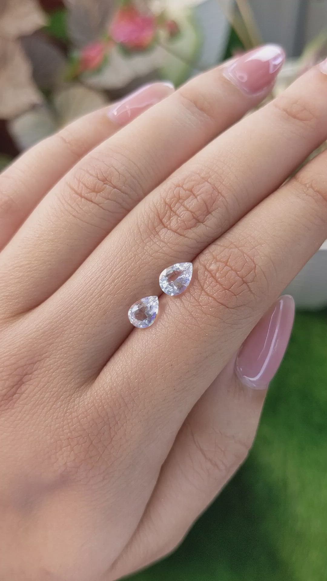 1.34 Ct.Tw.Total Carat Weight Rainbow Moonstone Pair from Ceylon (Sri Lanka) Size Video