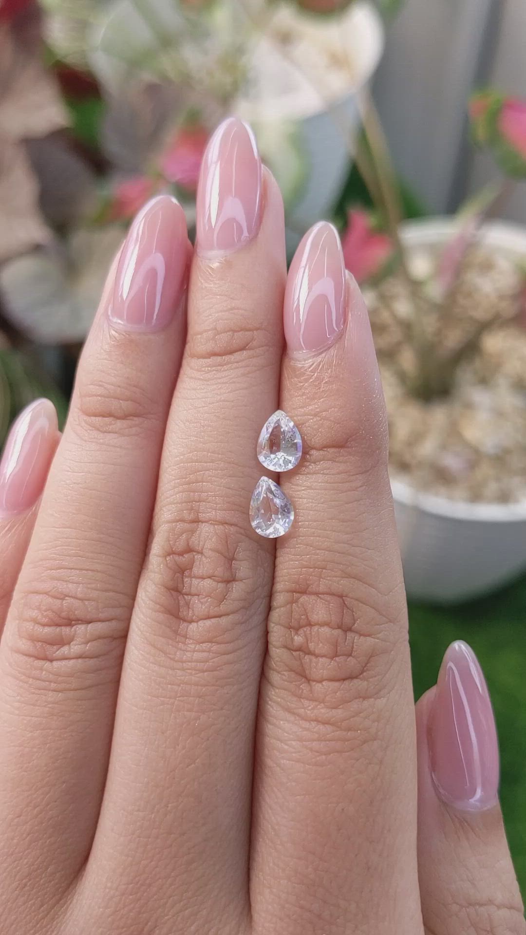 1.34 Ct.Tw.Total Carat Weight Rainbow Moonstone Pair from Ceylon (Sri Lanka) Size Video