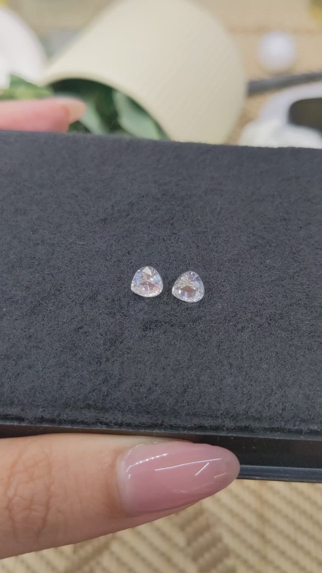 1.43&nbsp;Ct.Tw.Total Carat Weight Rainbow Moonstone Pair from Ceylon (Sri Lanka) Size Video