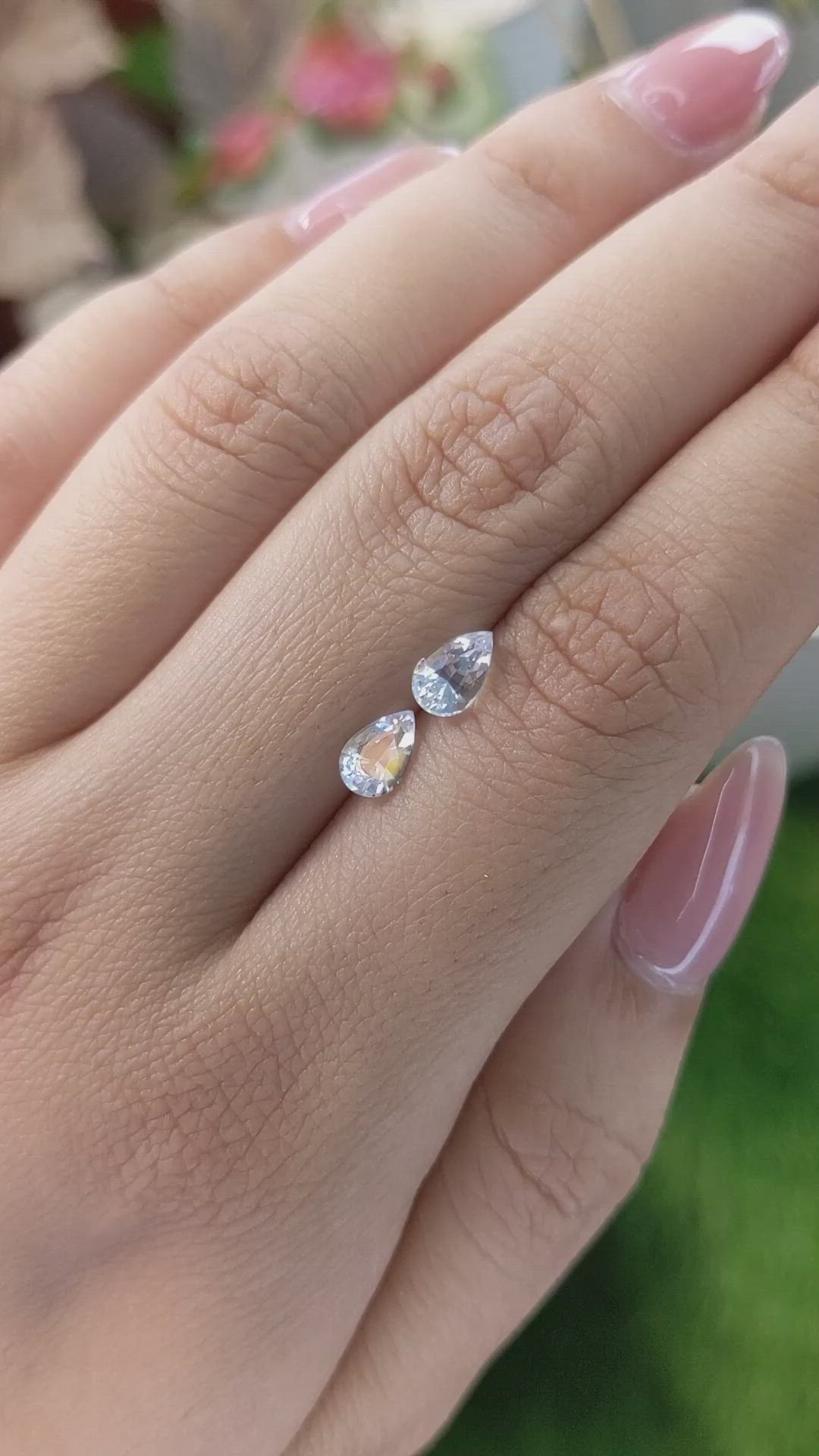 0.94&nbsp;Ct.Tw.Total Carat Weight Rainbow Moonstone Pair from Ceylon (Sri Lanka) Size Video
