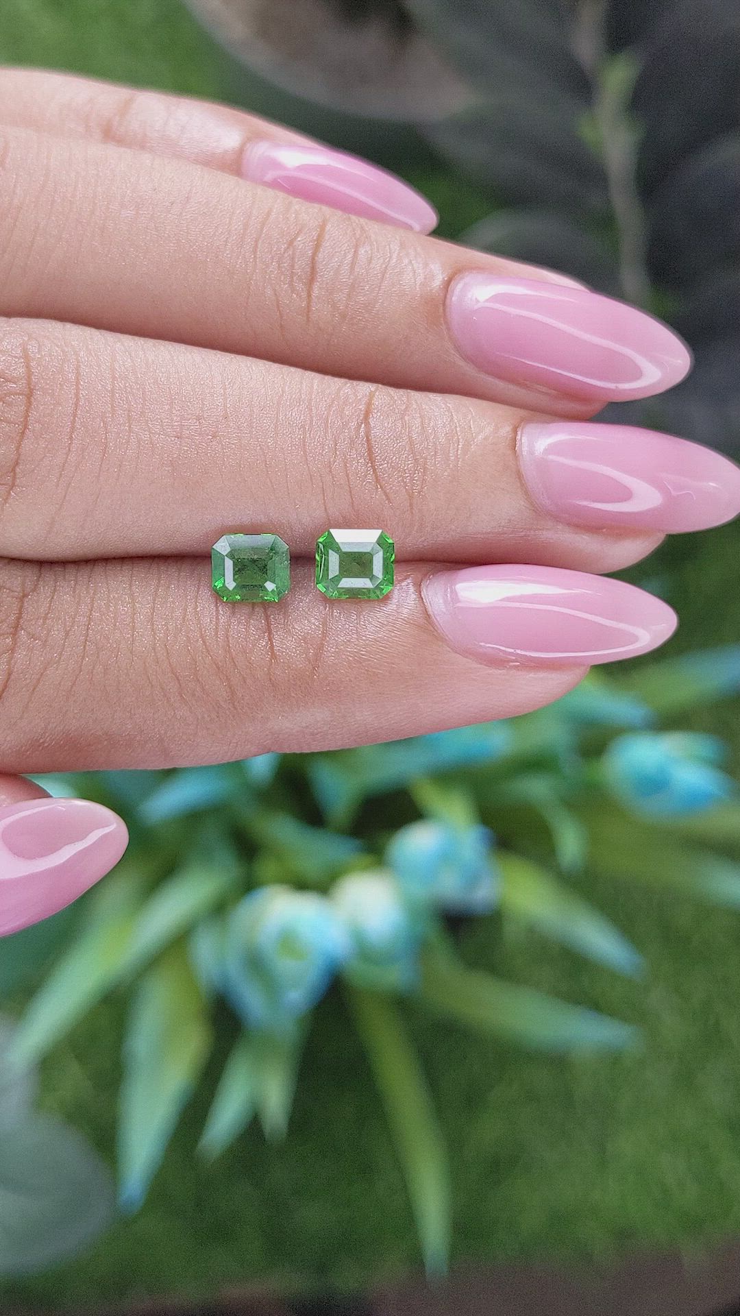 1.61 Ct.Tw.Total Carat Weight Tsavorite Garnet Pair from Kenya Size Video
