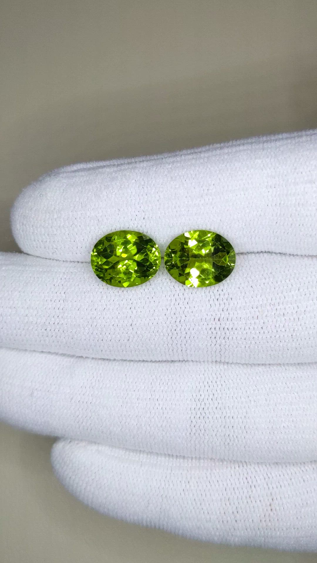 8.26 Ct.Tw.Total Carat Weight Green (Lime Green) Peridot Pair from Burma (Myanmar) Size Video