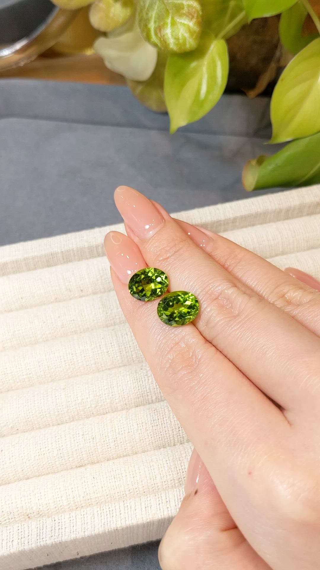 8.26 Ct.Tw.Total Carat Weight Green (Lime Green) Peridot Pair from Burma (Myanmar) Size Video
