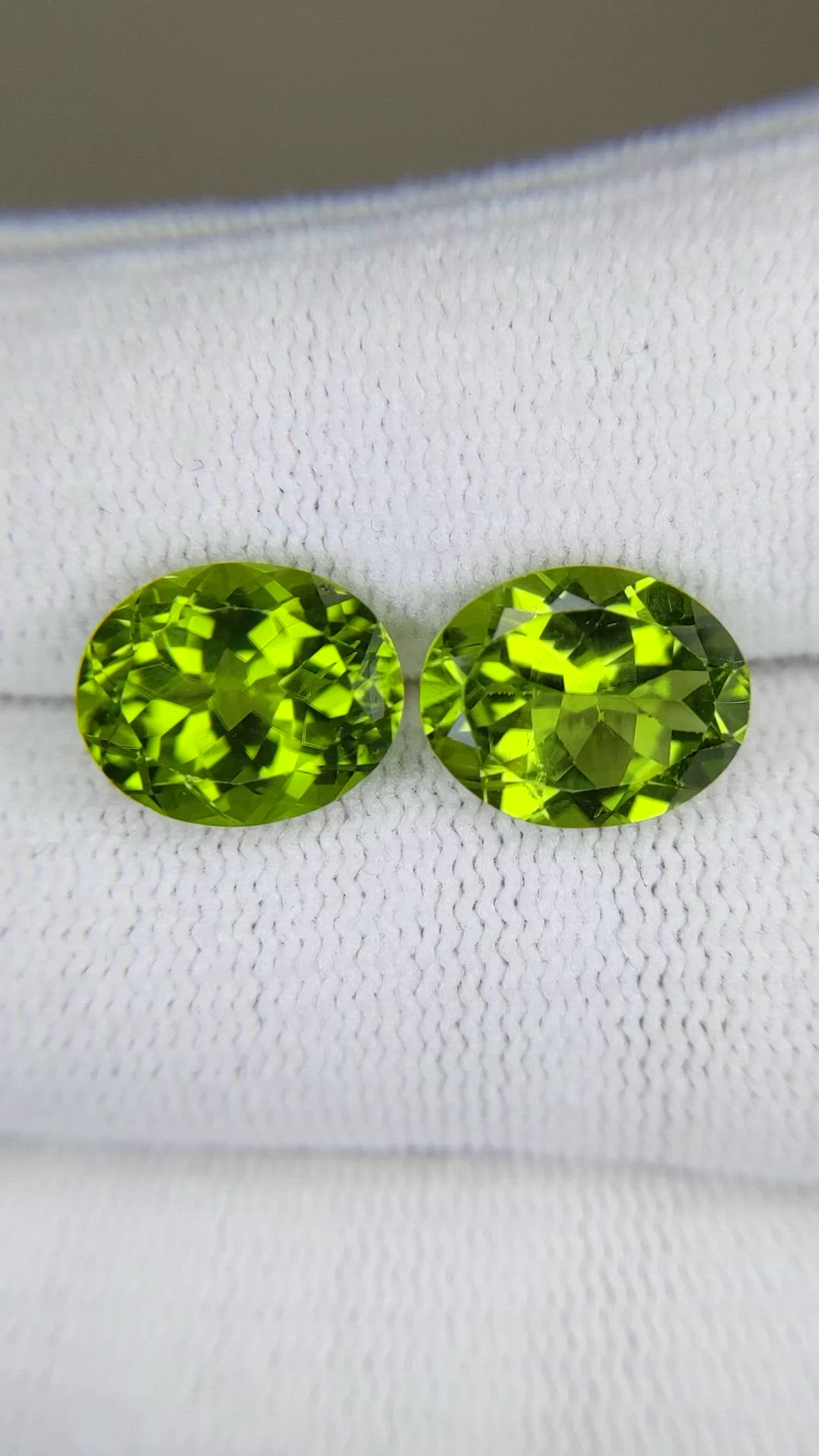 8.26 Ct.Tw.Total Carat Weight Green (Lime Green) Peridot Pair from Burma (Myanmar) Size Video