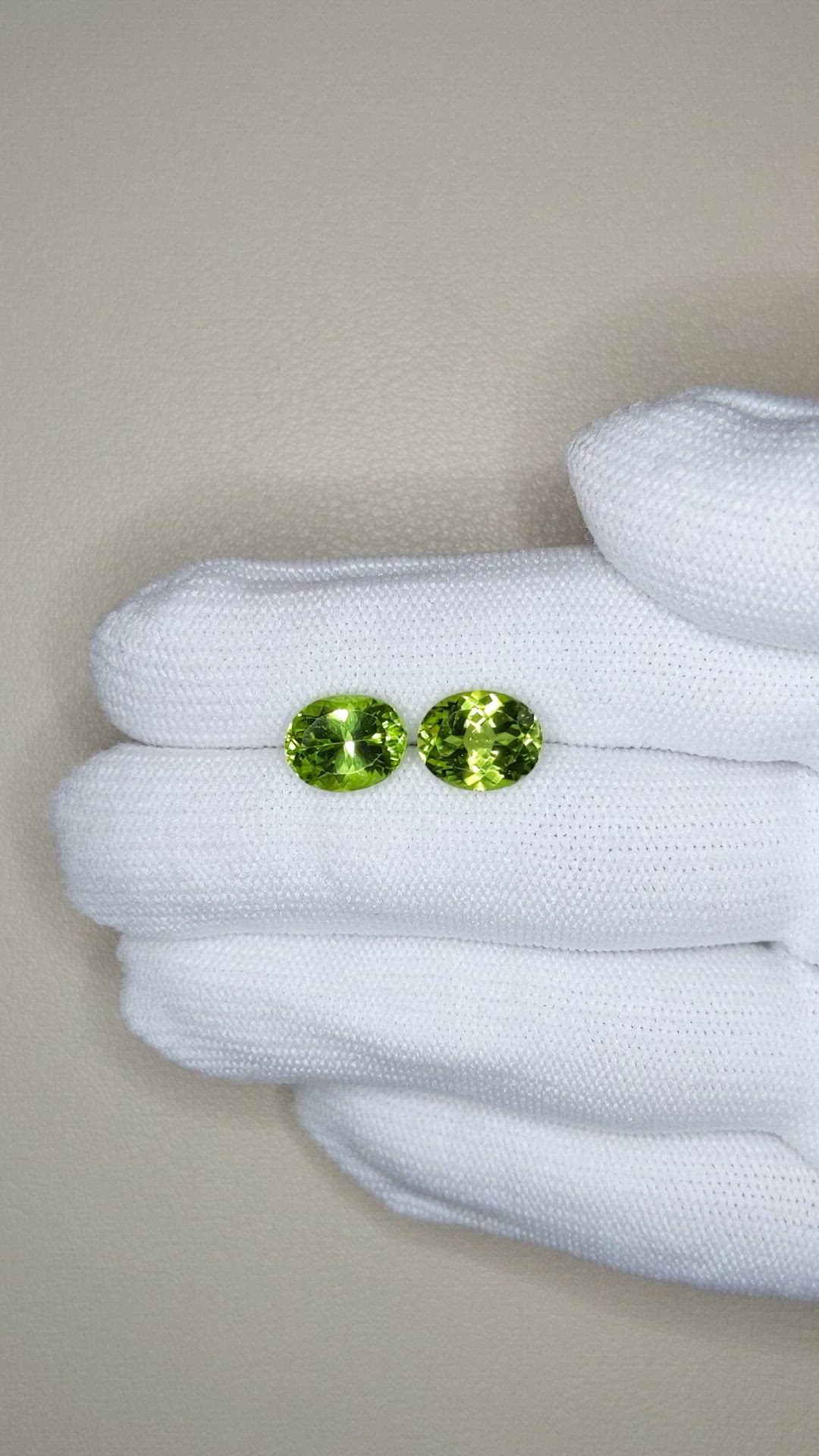5.91 Ct.Tw.Total Carat Weight Yellowish Green Peridot Pair from Burma (Myanmar) Size Video