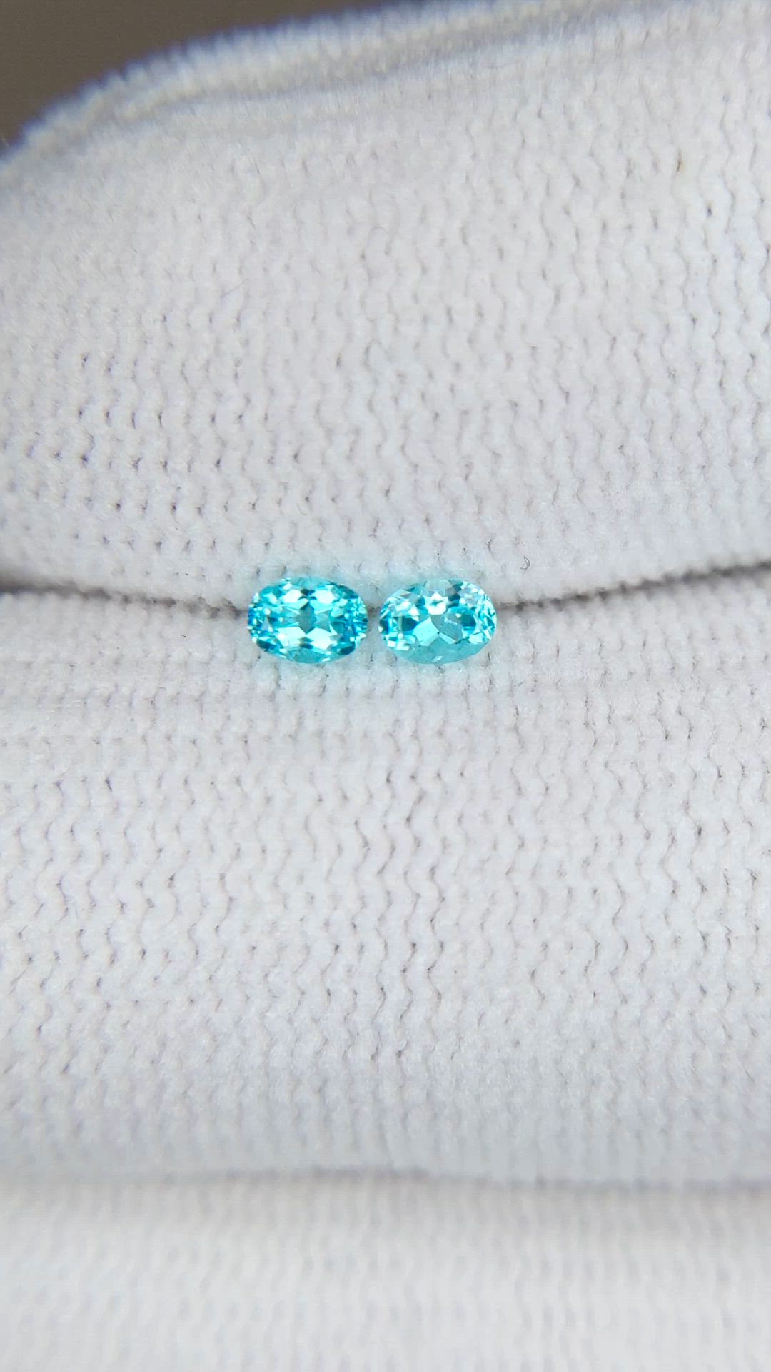0.20 Ct.Tw.Total Carat Weight Greenish Blue Paraiba Tourmaline Pair from Brazil Size Video