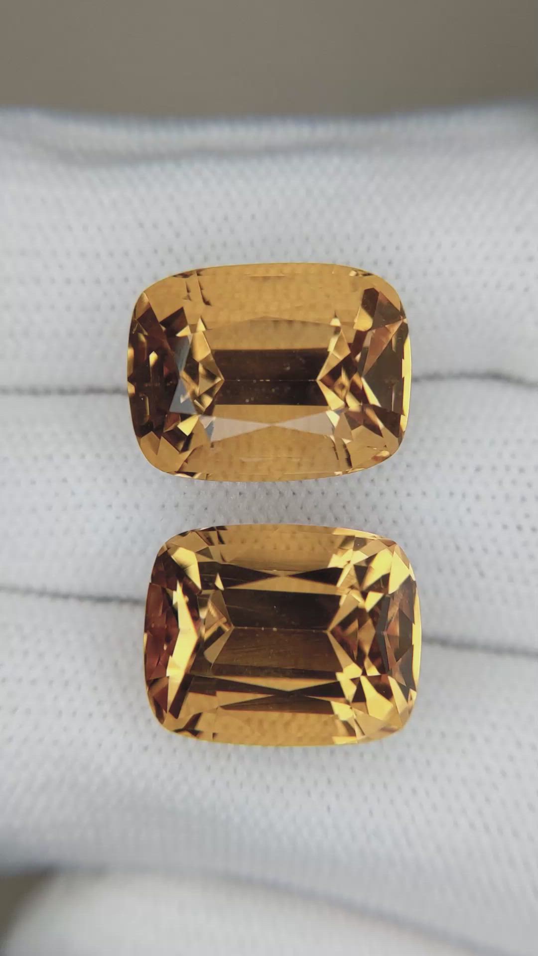 22.03 Ct.Tw.Total Carat Weight Orangish Yellow Citrine Pair from Brazil Size Video