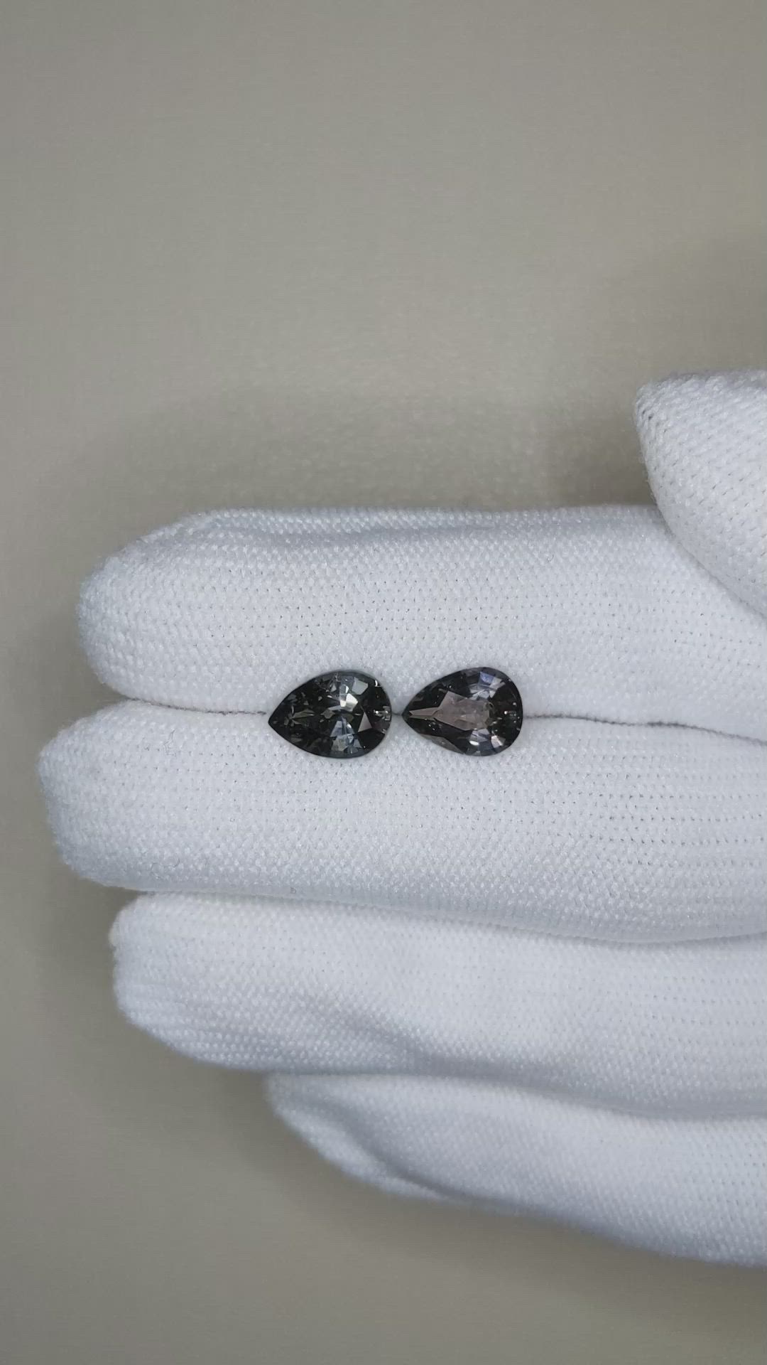 3.72 Ct.Tw.Total Carat Weight Grey Spinel Pair from Burma (Myanmar) Size Video