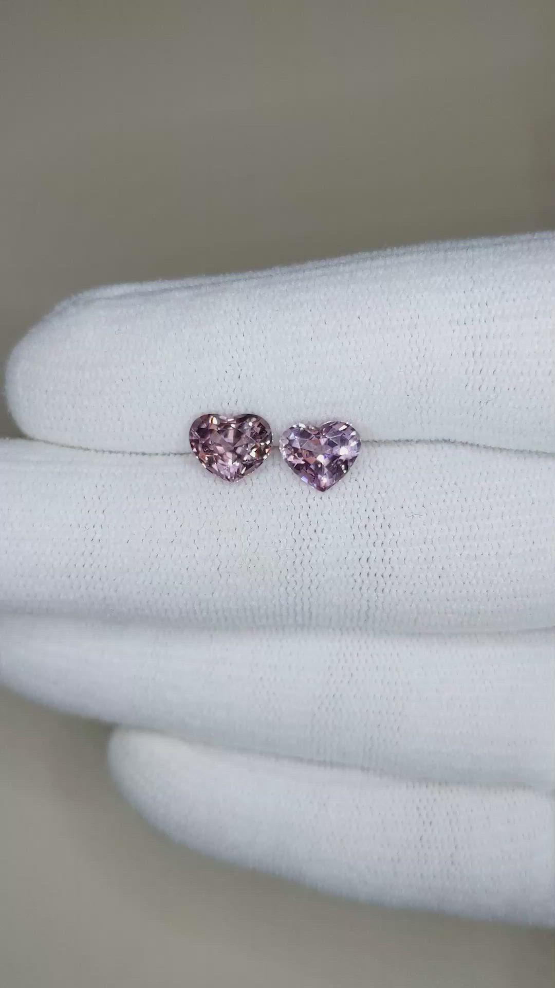 3.32 Ct.Tw.Total Carat Weight Purplish Pink Spinel Pair from Burma (Myanmar) Size Video