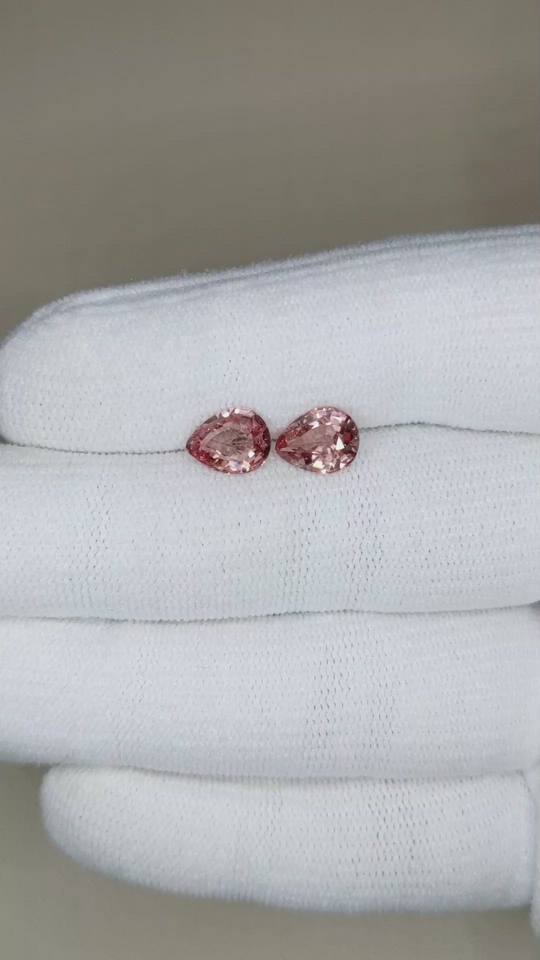 3.00&nbsp;Ct.Tw.Total Carat Weight Reddish Pink Spinel Pair from Burma (Myanmar) Size Video