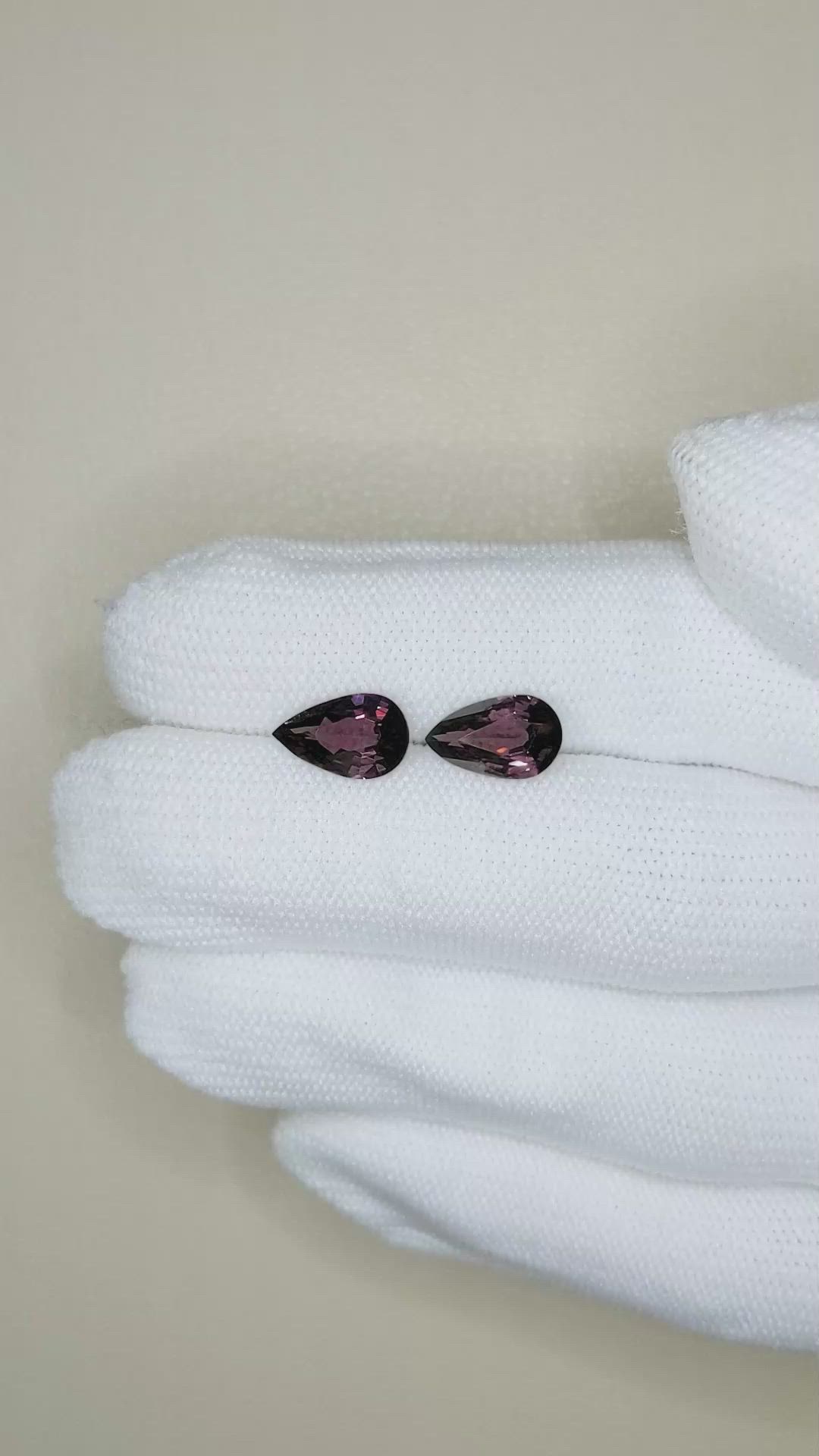 3.55 Ct.Tw.Total Carat Weight Pinkish Purple Spinel Pair from Burma (Myanmar) Size Video