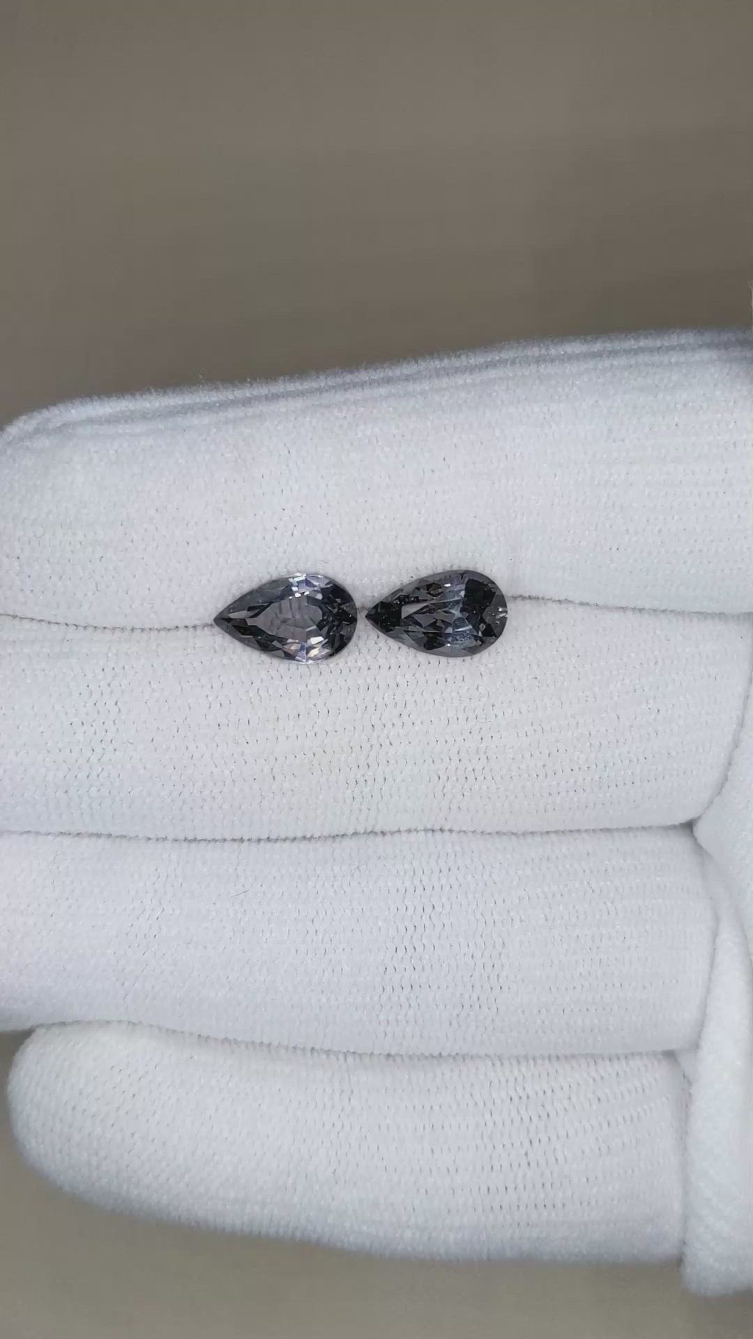 3.97 Ct.Tw.Total Carat Weight Grey Spinel Pair from Burma (Myanmar) Size Video