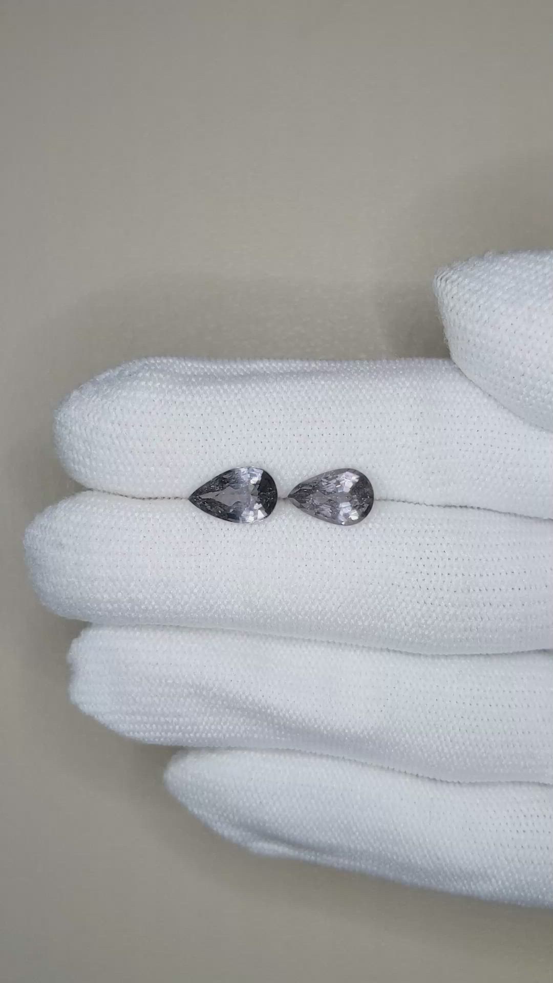 3.53 Ct.Tw.Total Carat Weight Purplish Grey Spinel Pair from Burma (Myanmar) Size Video