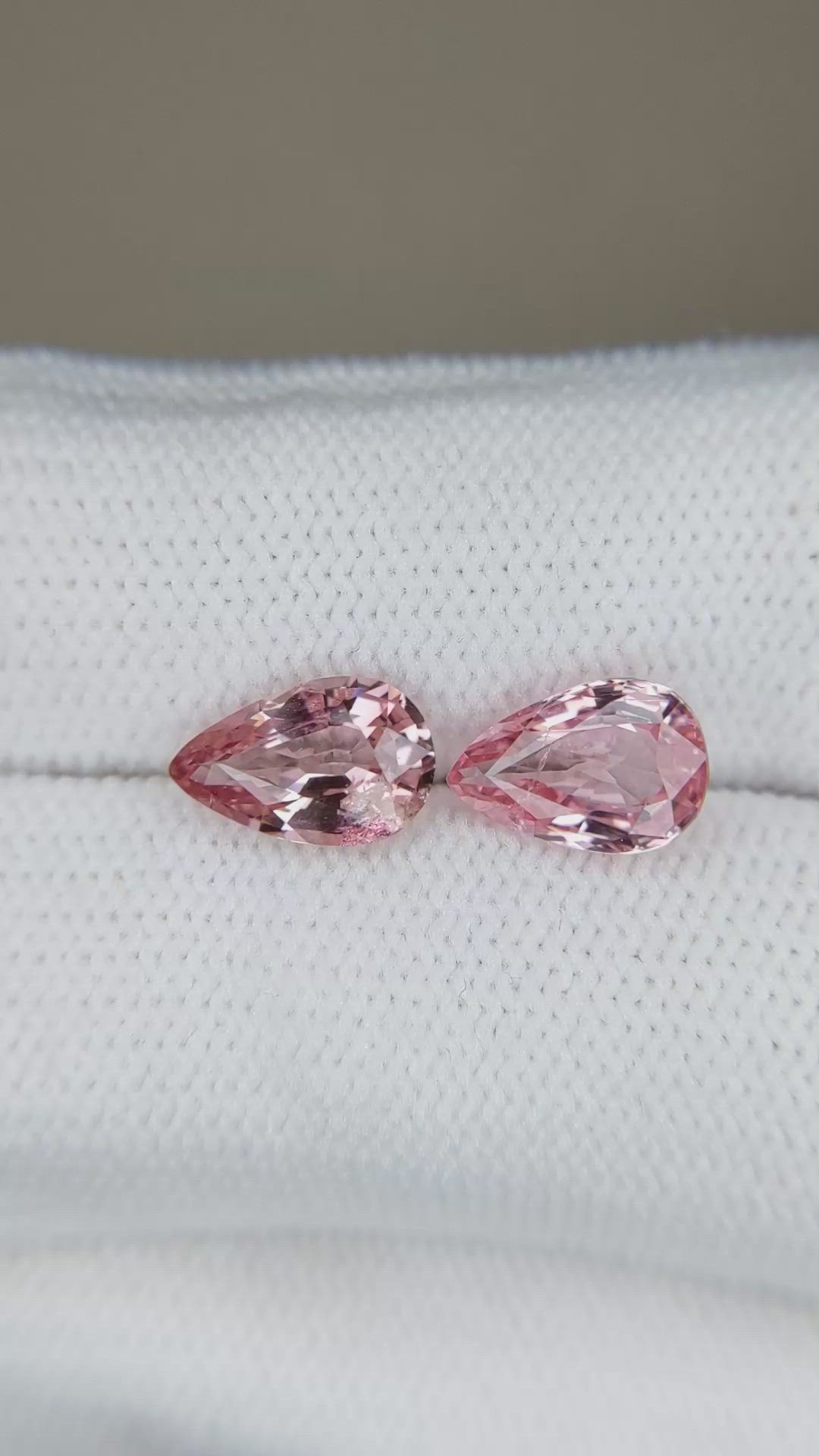 2.95 Ct.Tw.Total Carat Weight Reddish Pink Spinel Pair from Burma (Myanmar) Size Video