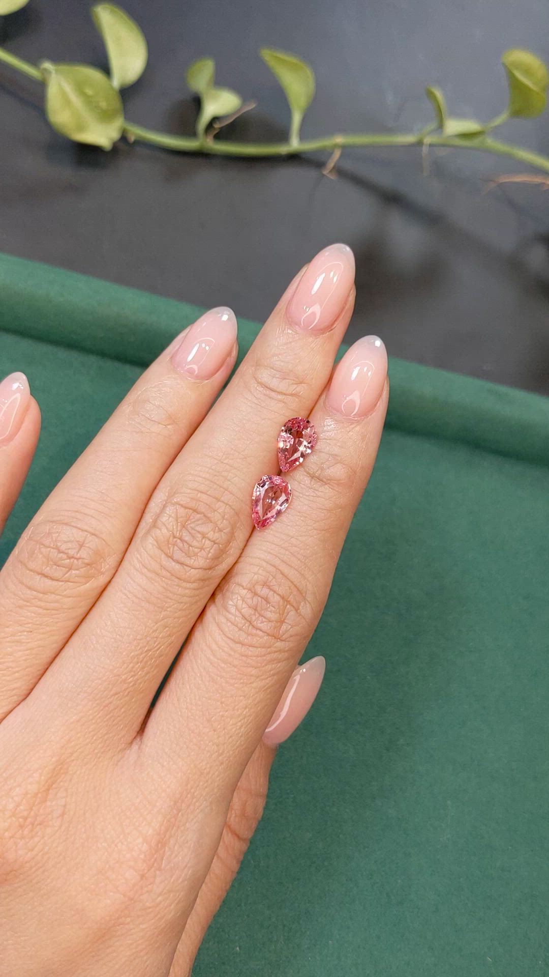 2.95 Ct.Tw.Total Carat Weight Reddish Pink Spinel Pair from Burma (Myanmar) Size Video