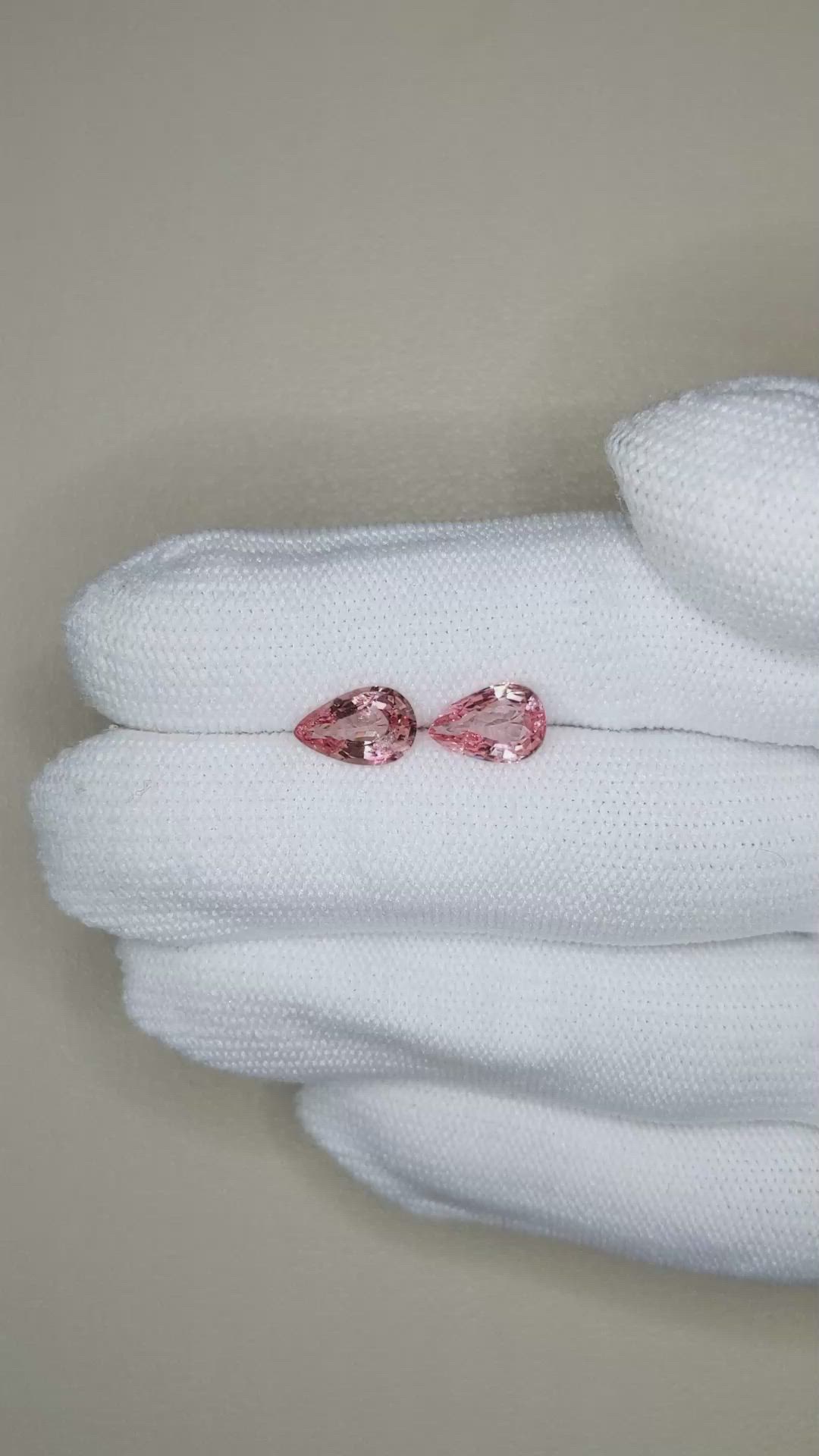 2.95 Ct.Tw.Total Carat Weight Reddish Pink Spinel Pair from Burma (Myanmar) Size Video