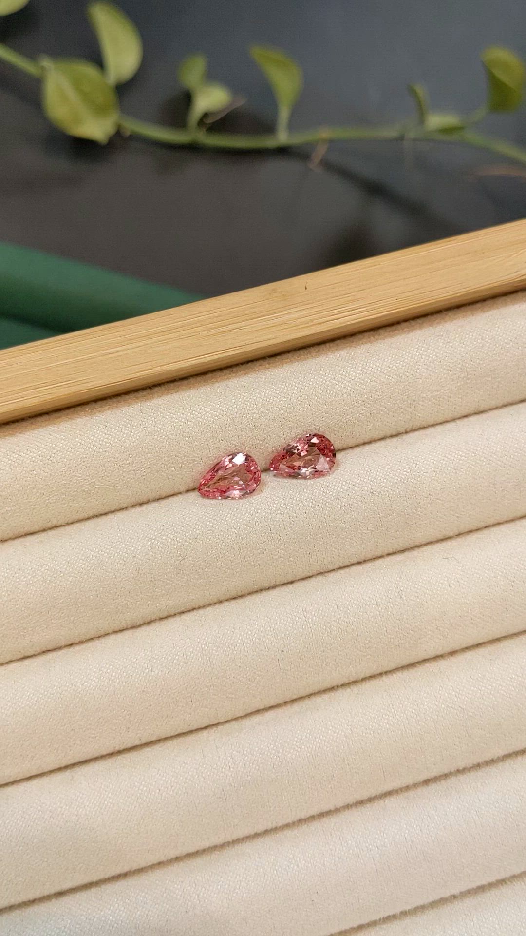 2.95 Ct.Tw.Total Carat Weight Reddish Pink Spinel Pair from Burma (Myanmar) Size Video