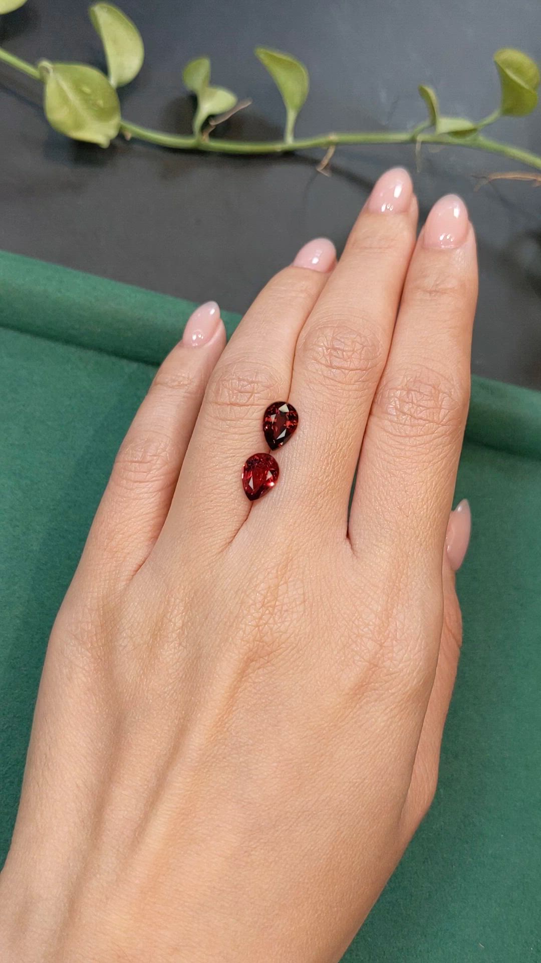 3.28 Ct.Tw.Total Carat Weight Red Spinel Pair from Burma (Myanmar) Size Video