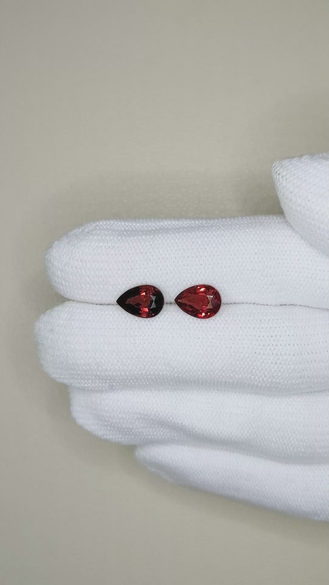 3.28 Ct.Tw.Total Carat Weight Red Spinel Pair from Burma (Myanmar) Size Video