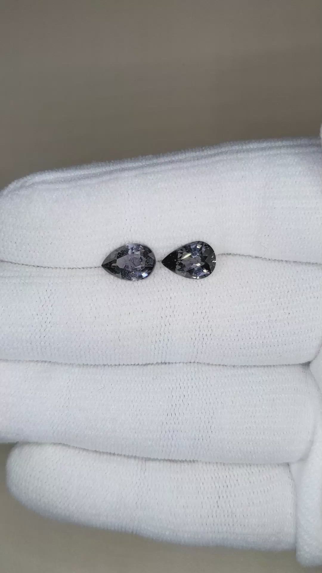 3.19 Ct.Tw.Total Carat Weight Purplish Grey Spinel Pair from Burma (Myanmar) Size Video