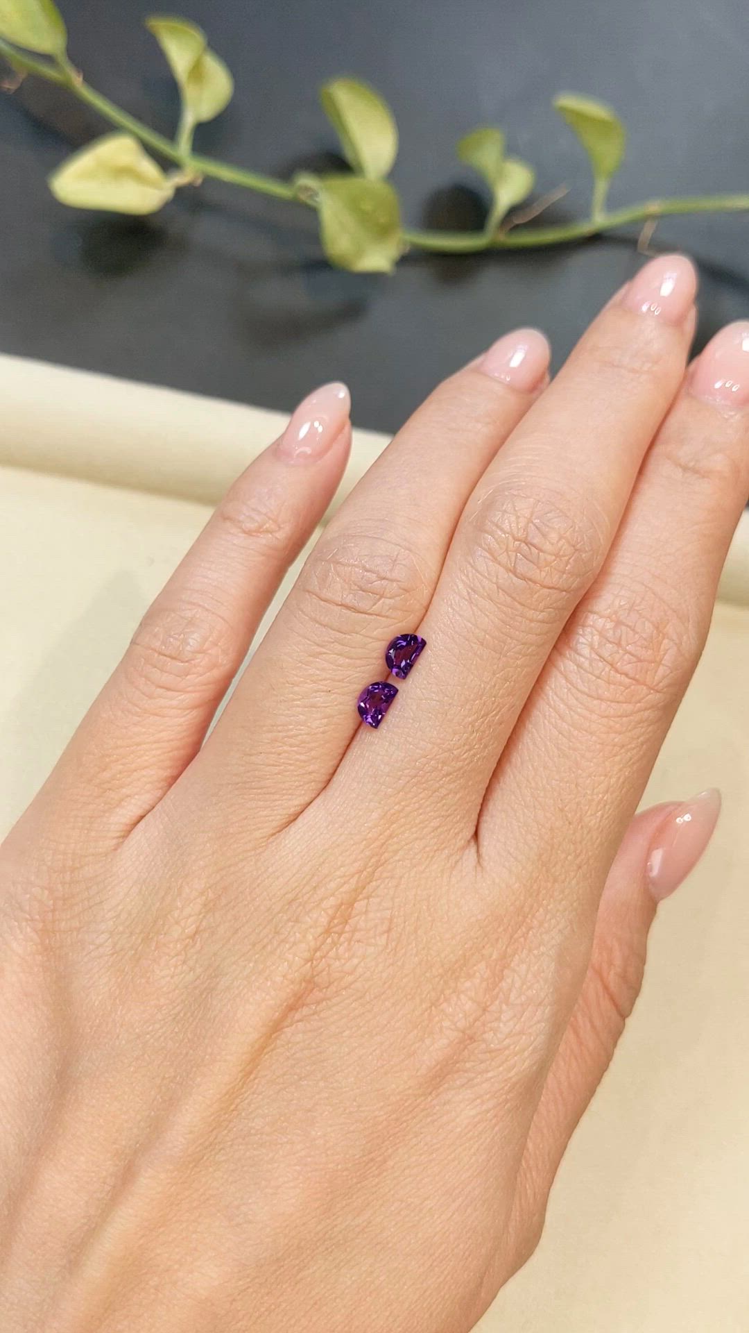 0.56 Ct.Tw.Total Carat Weight Purple Amethyst Pair from Brazil Size Video