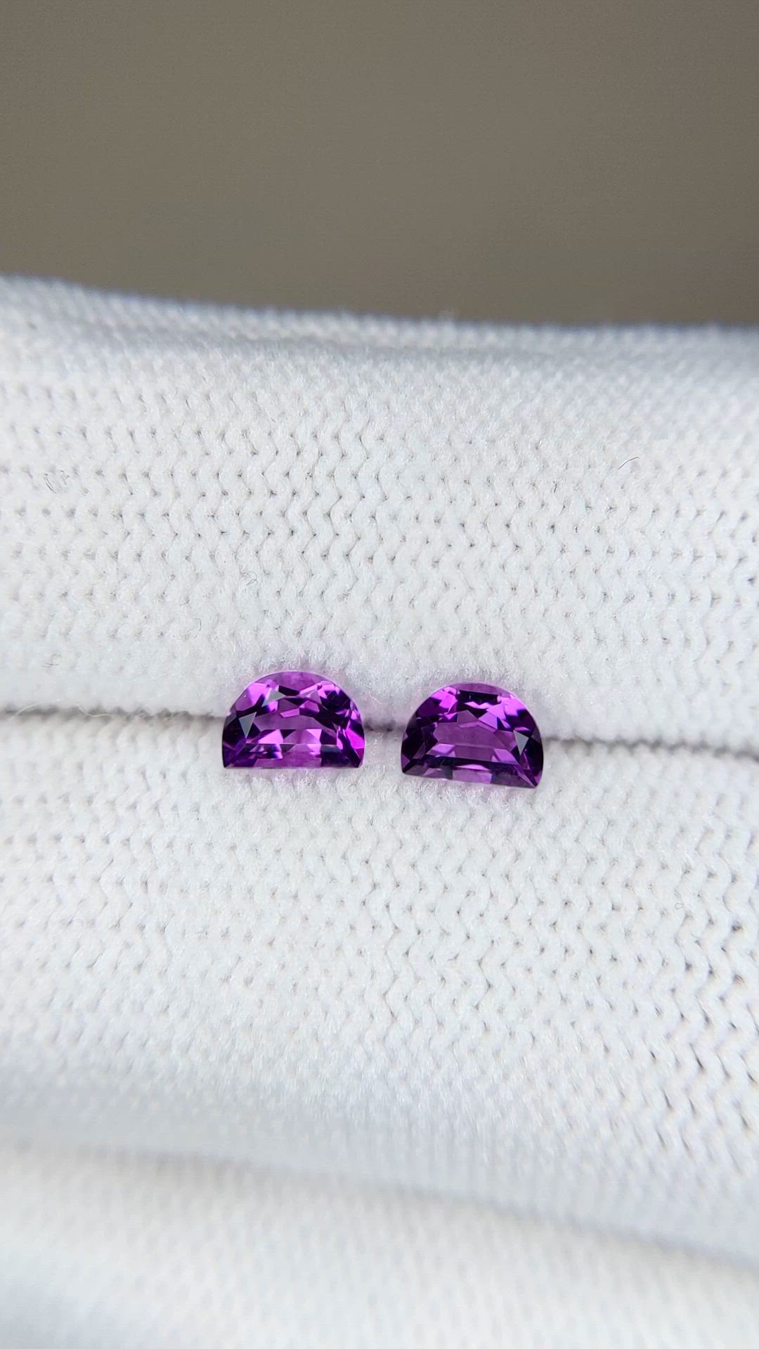 0.56 Ct.Tw.Total Carat Weight Purple Amethyst Pair from Brazil Size Video