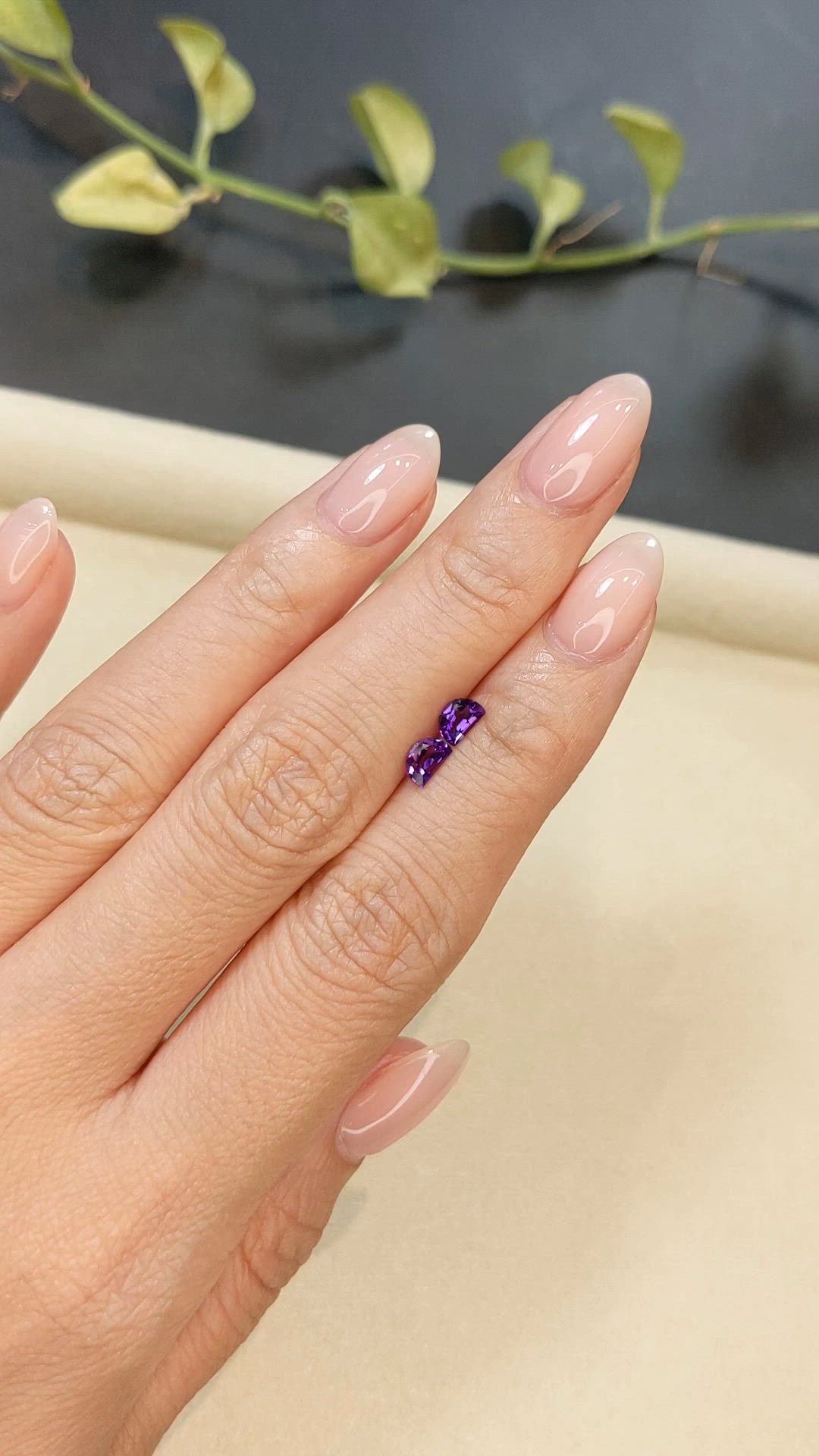 0.56 Ct.Tw.Total Carat Weight Purple Amethyst Pair from Brazil Size Video