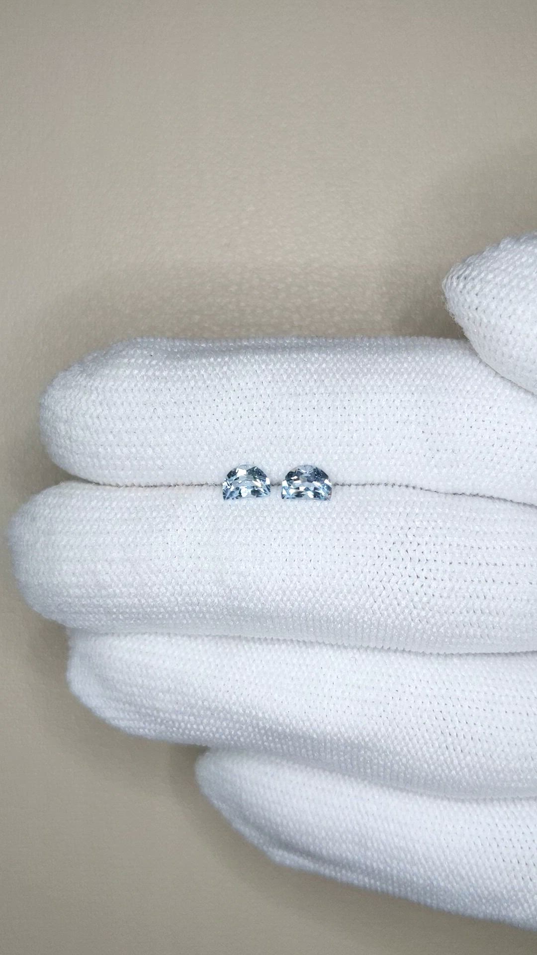 0.63 Ct.Tw.Total Carat Weight Blue Aquamarine Pair from Brazil Size Video