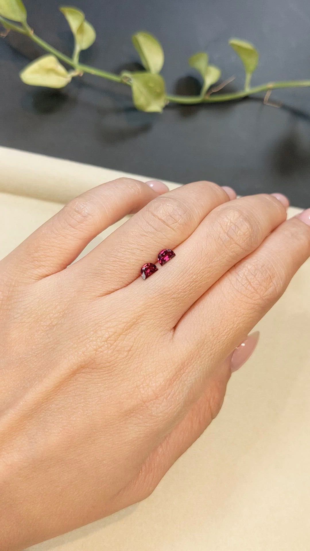 0.83 Ct.Tw.Total Carat Weight Red Garnet Pair from Madagascar Size Video
