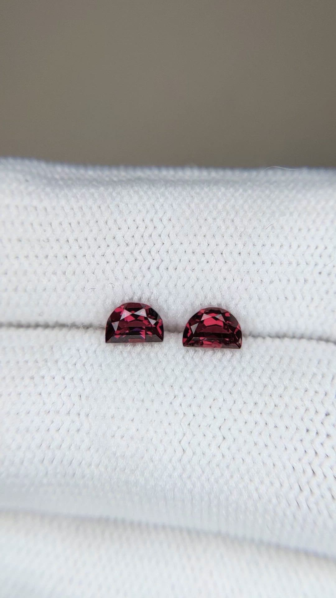 0.83 Ct.Tw.Total Carat Weight Red Garnet Pair from Madagascar Size Video