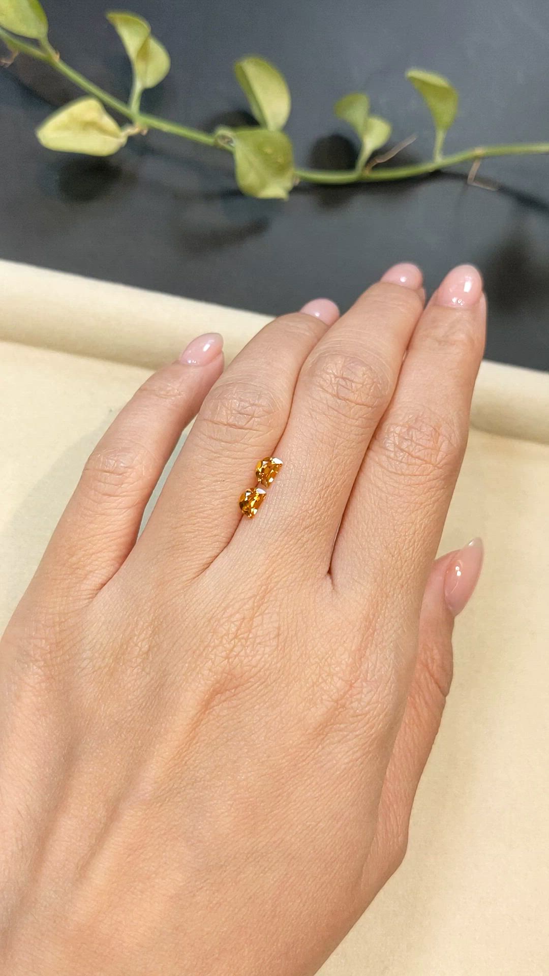 0.57&nbsp;Ct.Tw.Total Carat Weight Orange Citrine Pair from Brazil Size Video