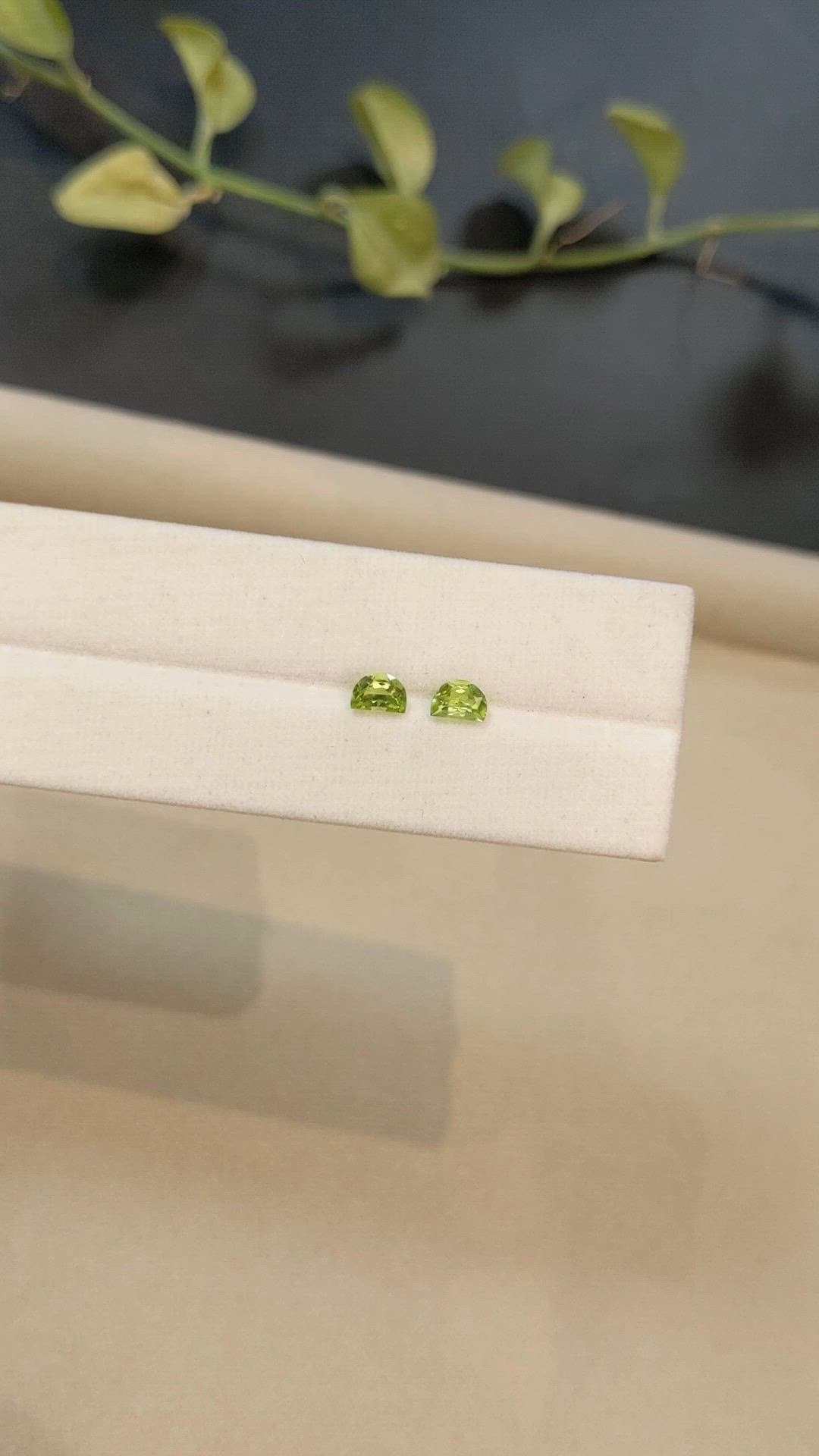 0.73 Ct.Tw.Total Carat Weight Green (Lime Green) Peridot Pair from Burma (Myanmar) Size Video