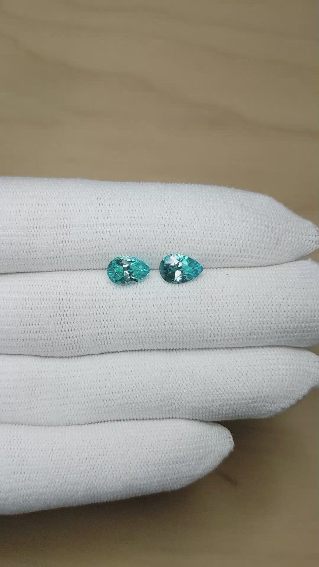 4.03&nbsp;Ct.Tw.Total Carat Weight Blue Zircon Pair from Cambodia Size Video
