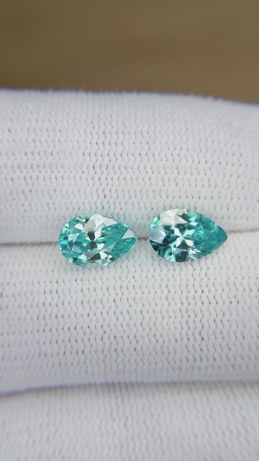 4.03&nbsp;Ct.Tw.Total Carat Weight Blue Zircon Pair from Cambodia Size Video
