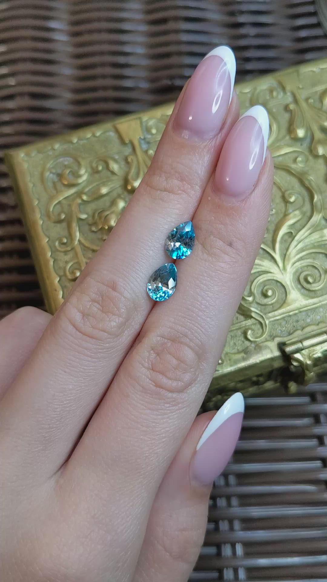 4.03&nbsp;Ct.Tw.Total Carat Weight Blue Zircon Pair from Cambodia Size Video