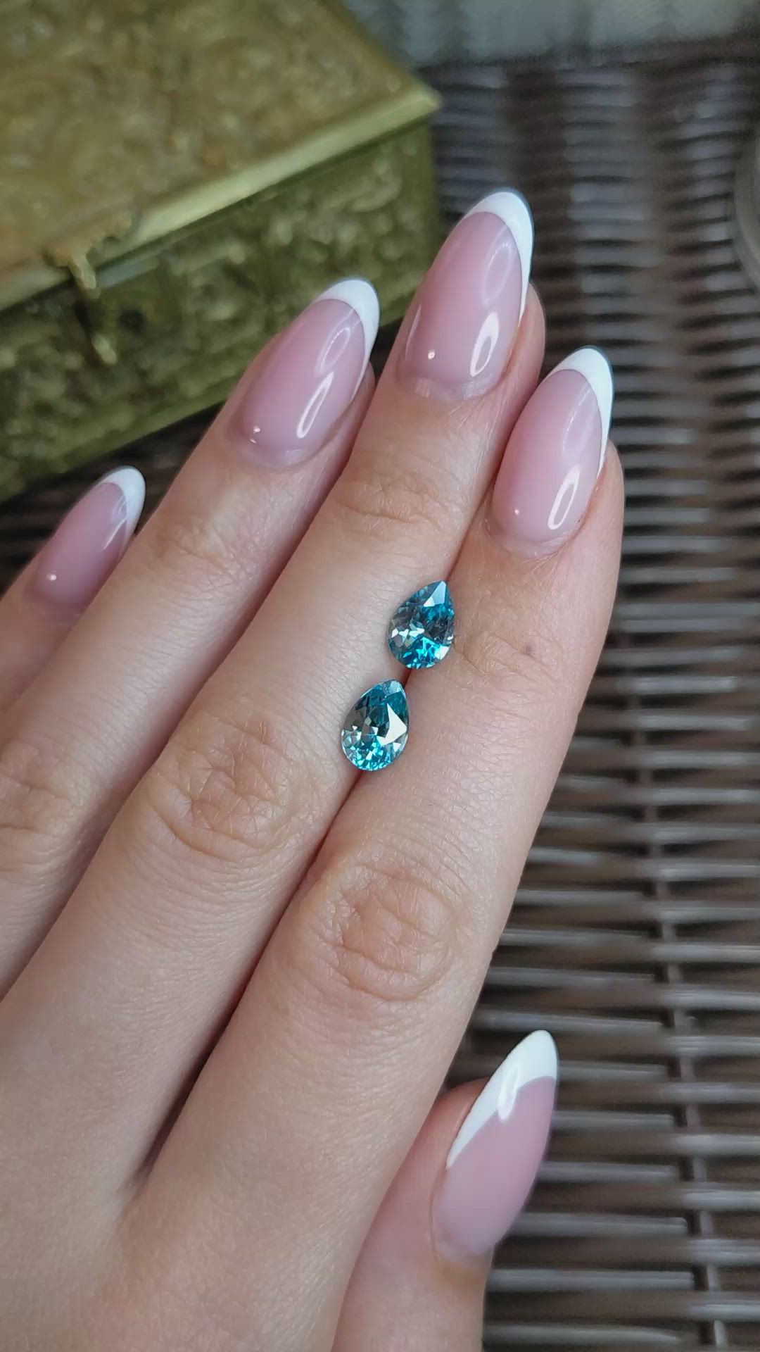 4.03&nbsp;Ct.Tw.Total Carat Weight Blue Zircon Pair from Cambodia Size Video