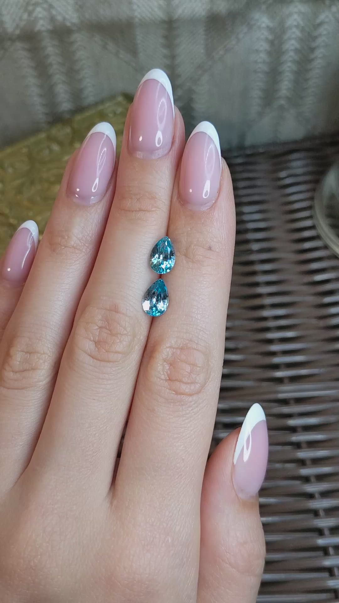 4.18&nbsp;Ct.Tw.Total Carat Weight Greenish Blue Zircon Pair from Cambodia Size Video