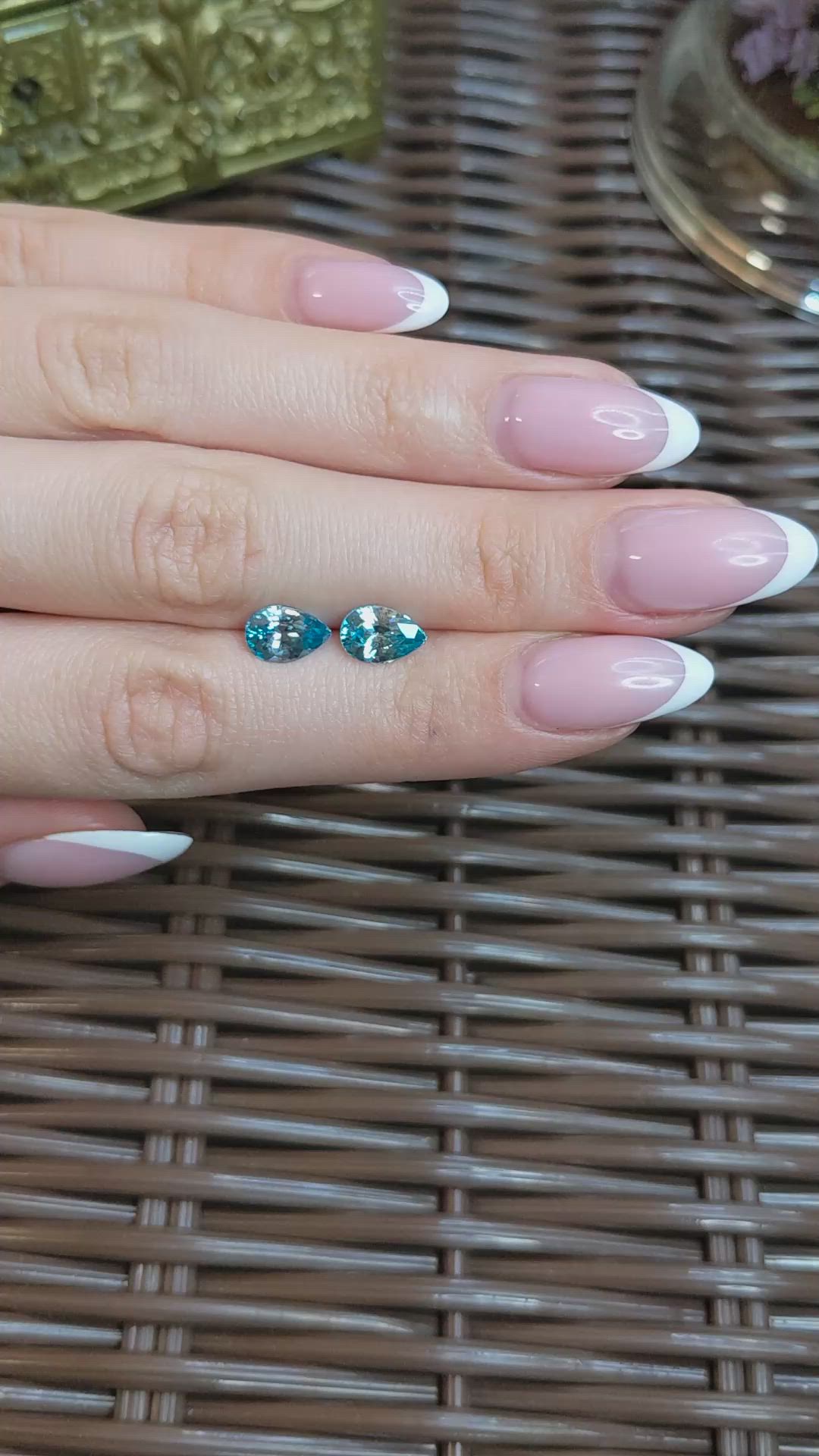 4.18&nbsp;Ct.Tw.Total Carat Weight Greenish Blue Zircon Pair from Cambodia Size Video