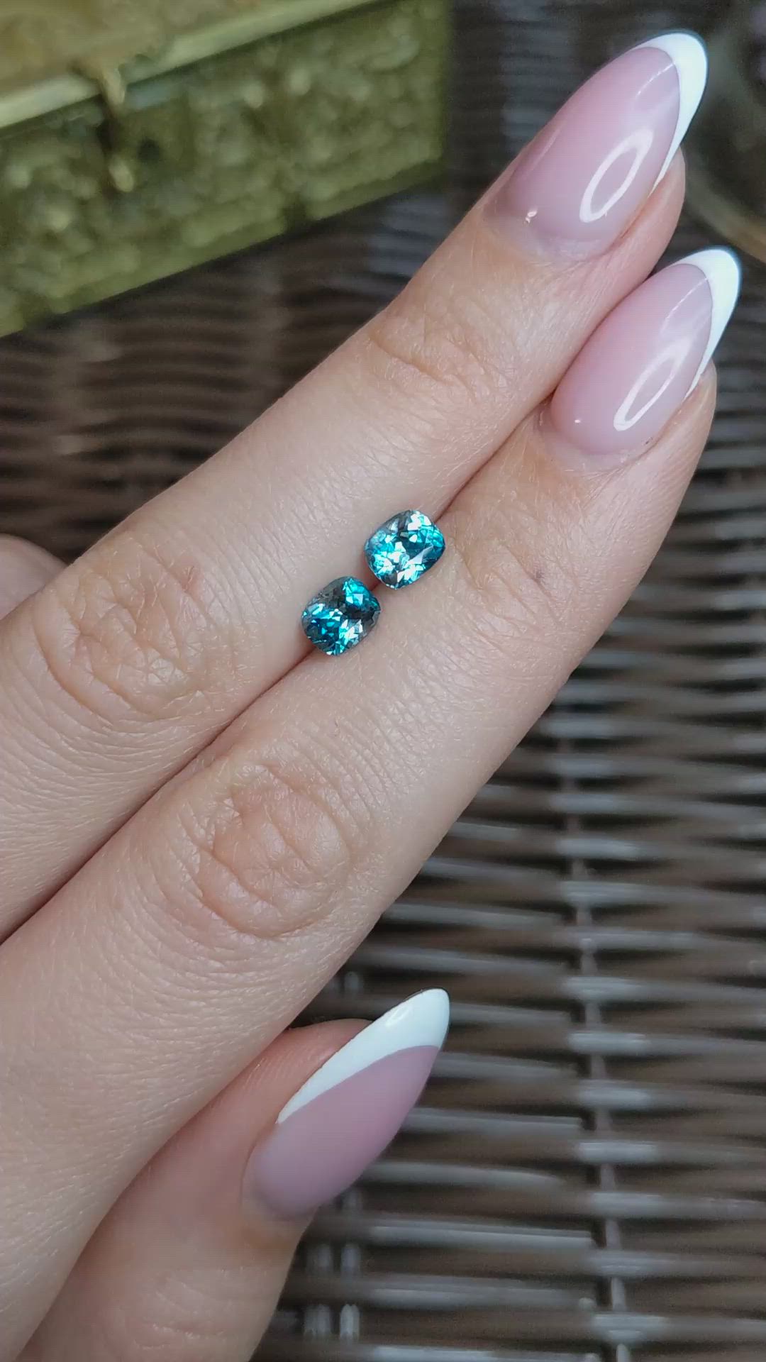 2.13&nbsp;Ct.Tw.Total Carat Weight Blue Zircon Pair from Cambodia Size Video