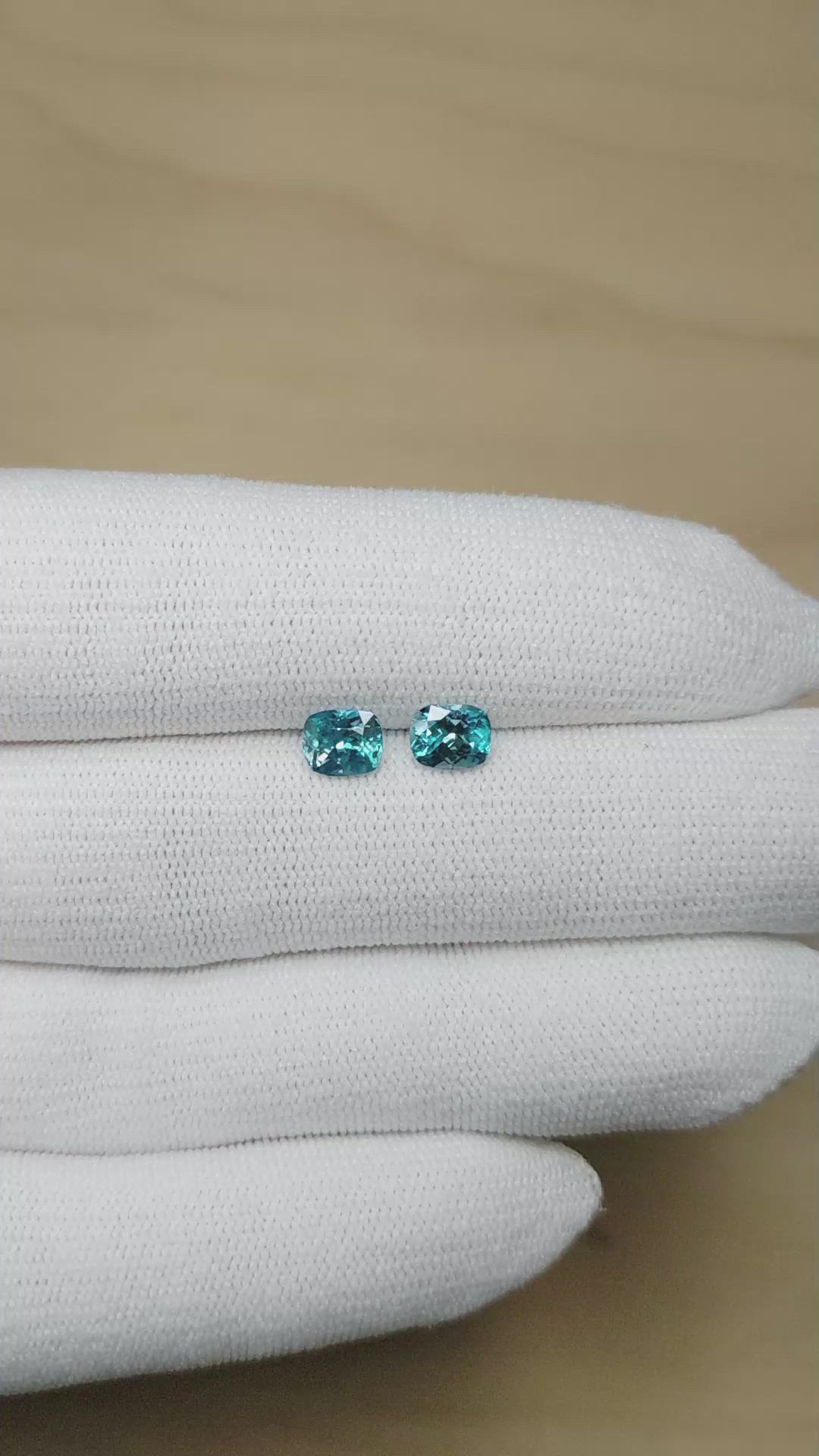 2.13&nbsp;Ct.Tw.Total Carat Weight Blue Zircon Pair from Cambodia Size Video