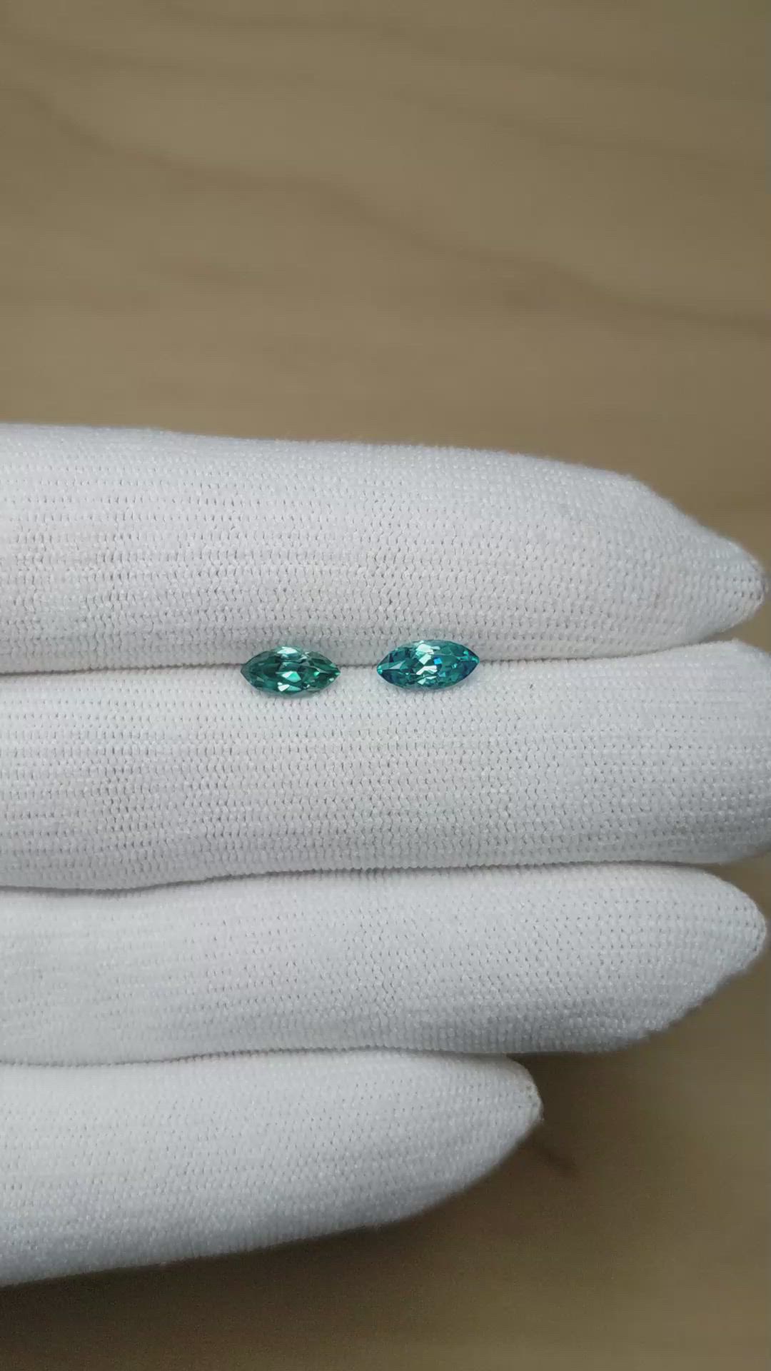 1.89&nbsp;Ct.Tw.Total Carat Weight Blue Zircon Pair from Cambodia Size Video